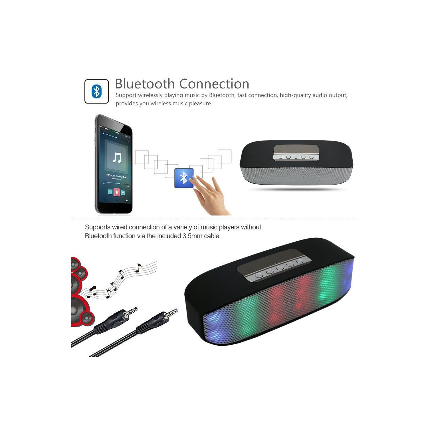 Compact Bluetooth Speaker with USB/SD/AUX - Versatile and Portable