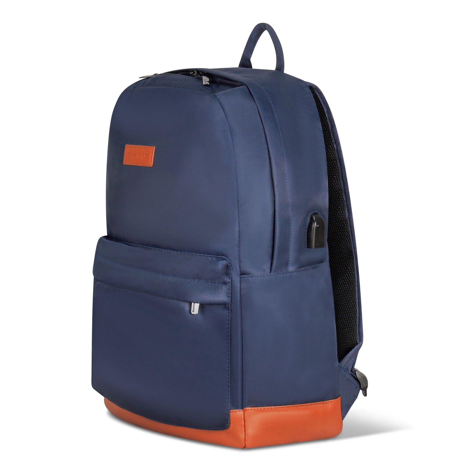 CHAMPS sac à dos imperméable pour ordinateur portable avec port de charge USB, Bleu Marine