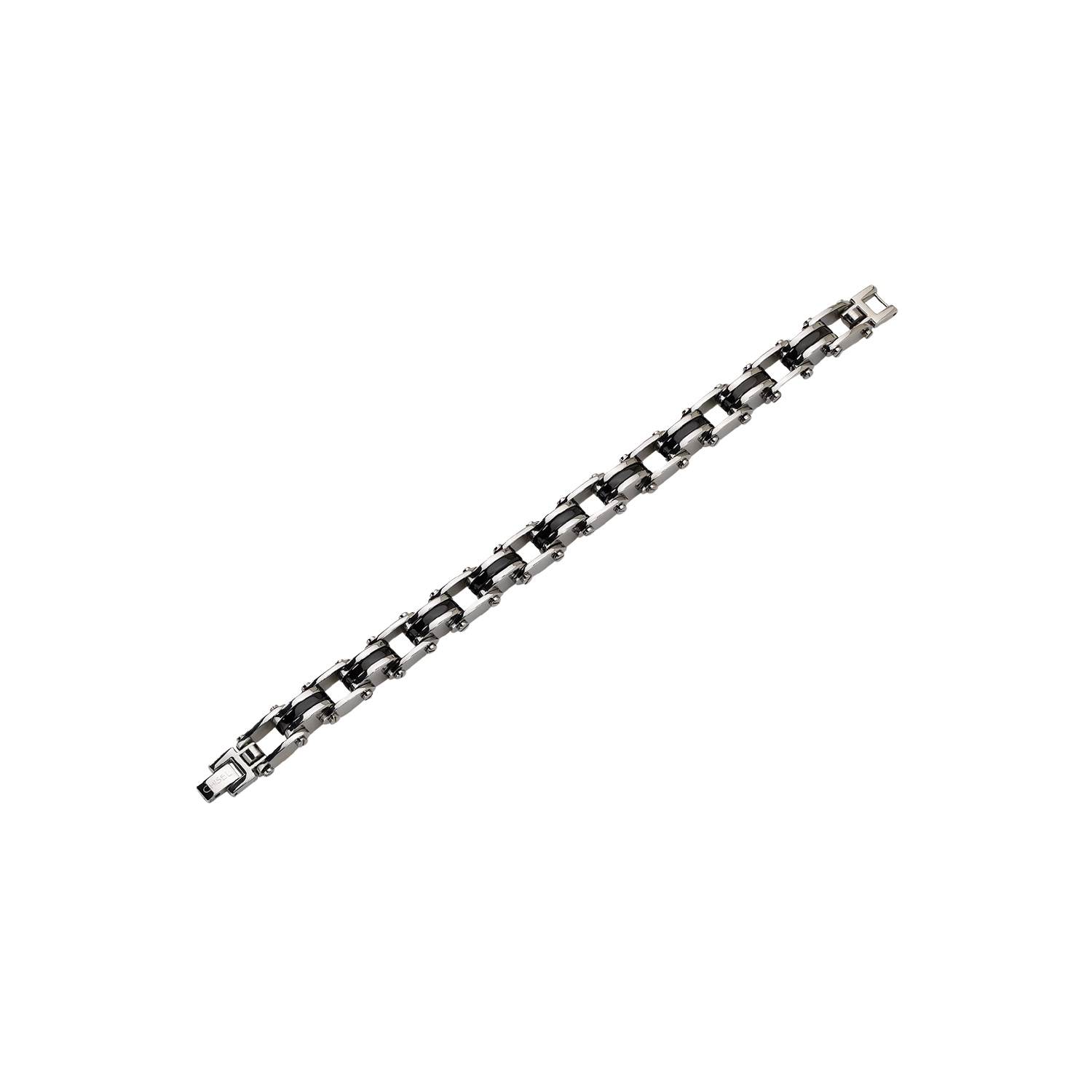 Bracelet en plaqué noir pour hommes en acier inoxydable 8,75 pouces