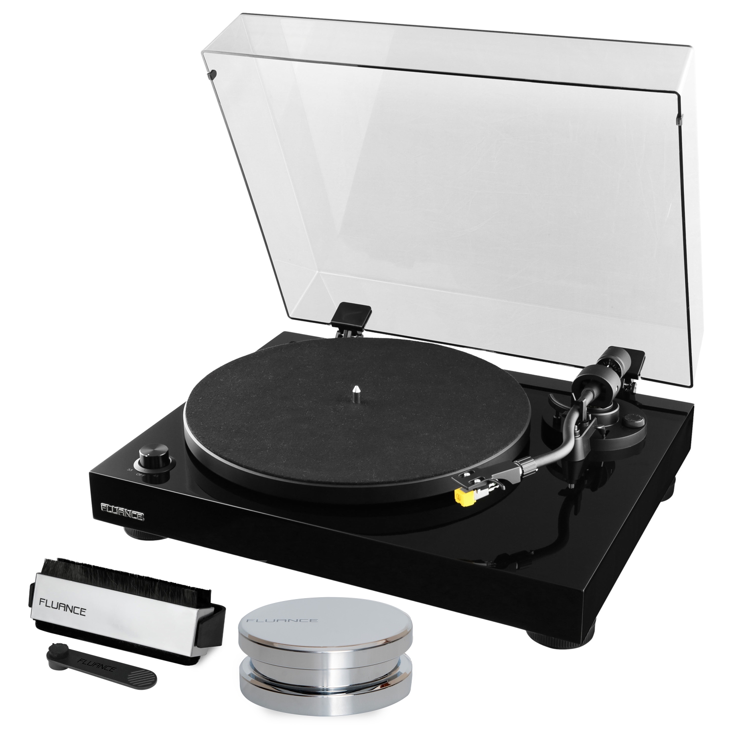 Fluance RT80 Classic Vinyl Turntable Record Player, Audio Technica Cartridge with Record Weight and Vinyl Cleaning Kit