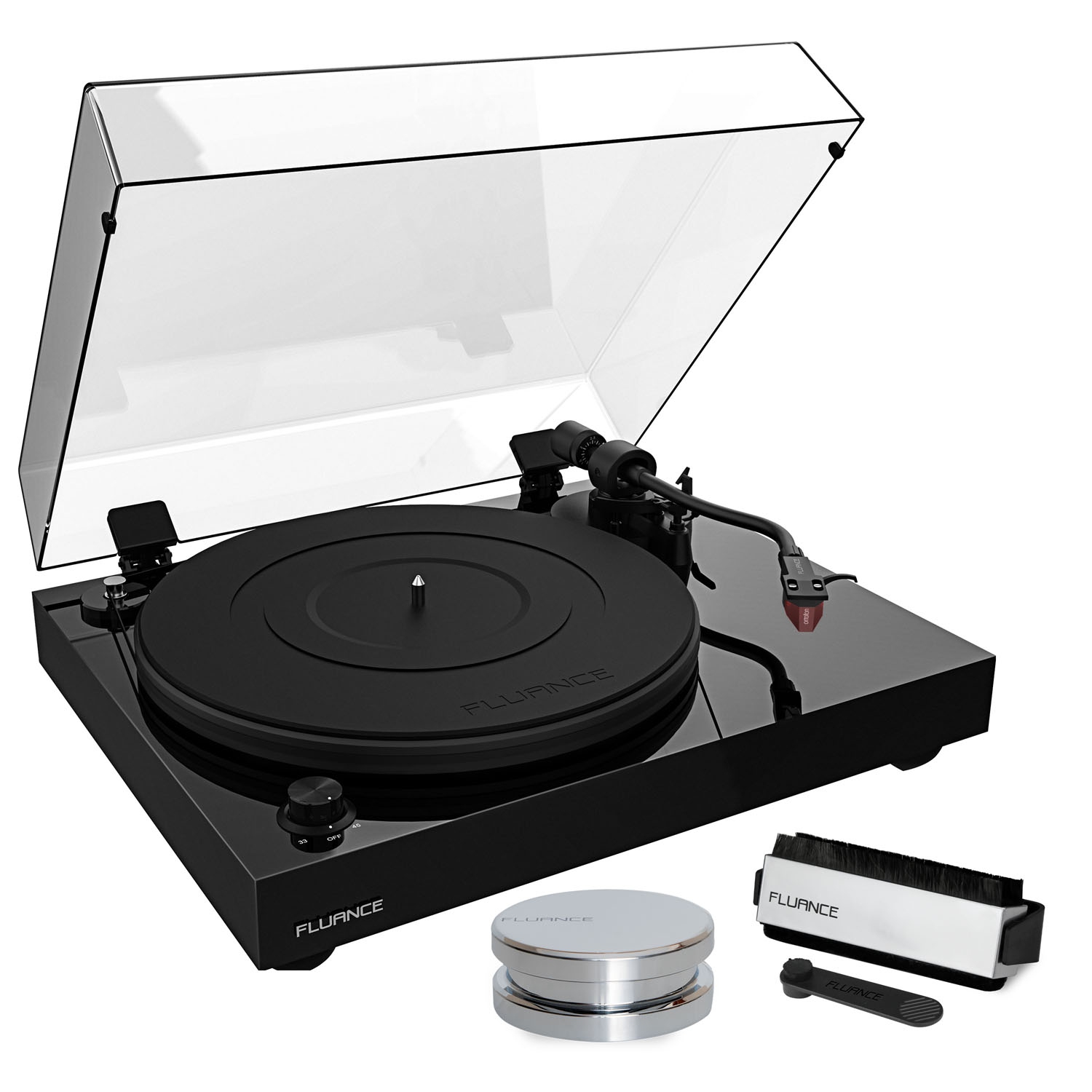 Fluance RT83 Reference Vinyl Turntable Record Player with Record Weight and Vinyl Cleaning Kit