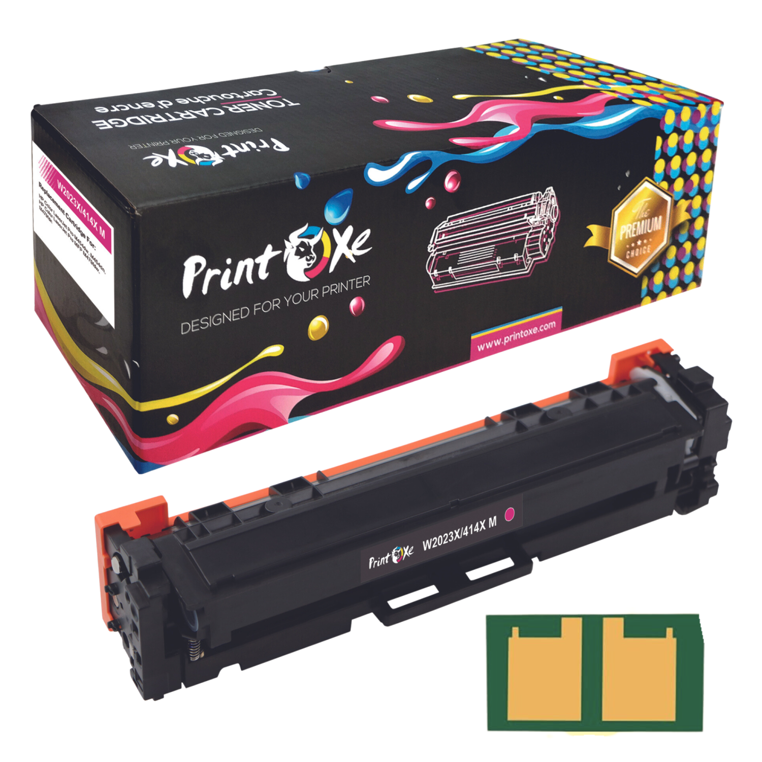 Avec puce ; toner magenta W2023X à haut rendement compatible avec HP 414X / 414&nbsp;A version à haut rendement de W2023&nbsp;A pour Color LaserJet
