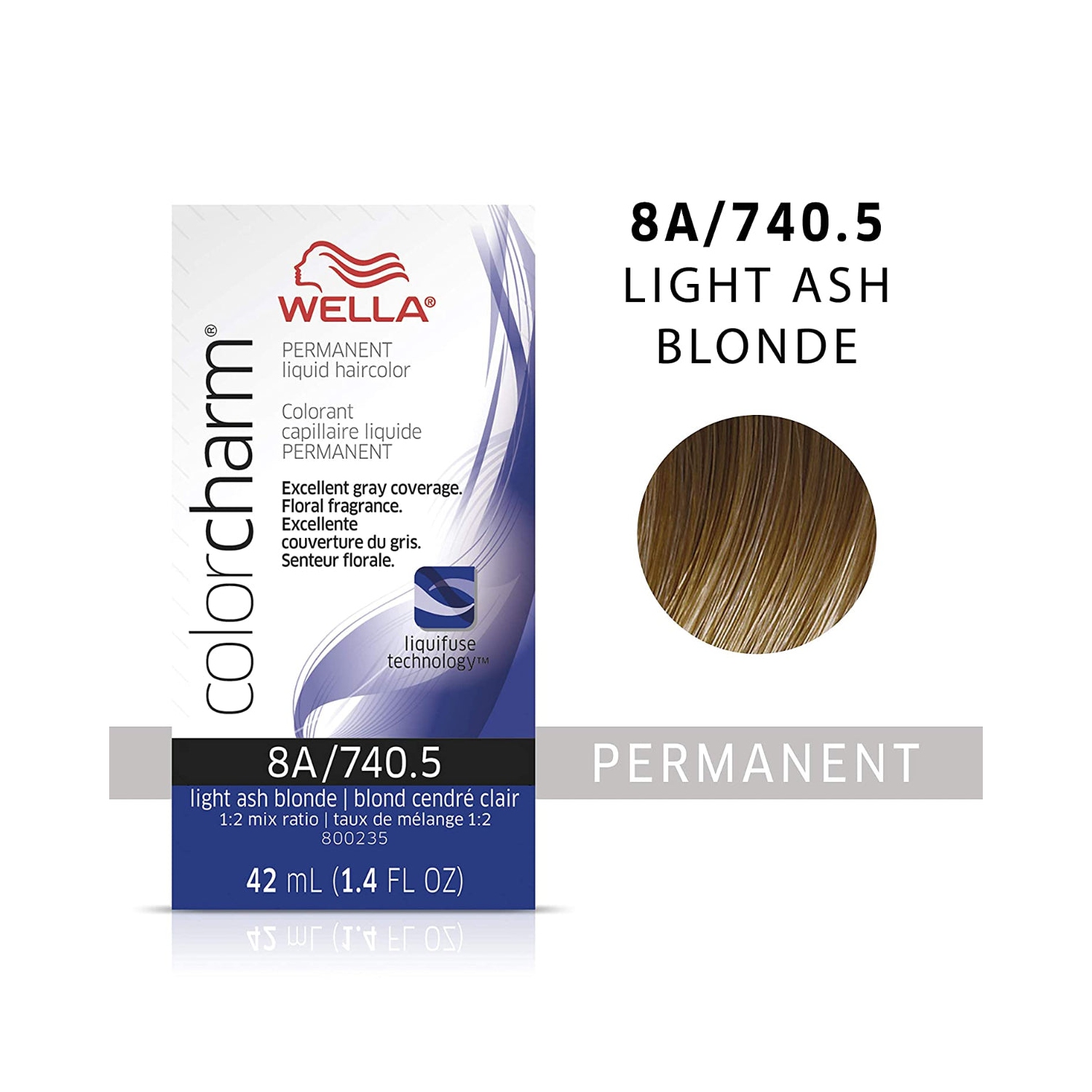 Wella ColorCharm Permanent Liquid Hair Color 8A/Light Ash Blonde, 42mL