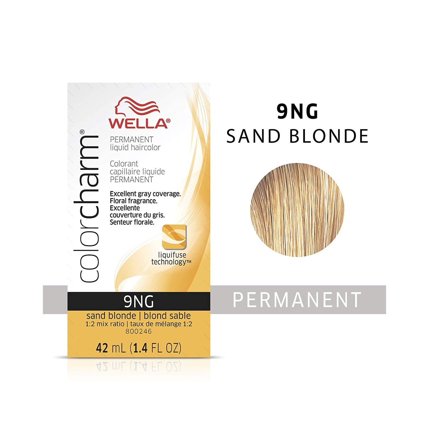 Wella ColorCharm Permanent Liquid Hair Color 9NG/Sand Blonde, 42mL