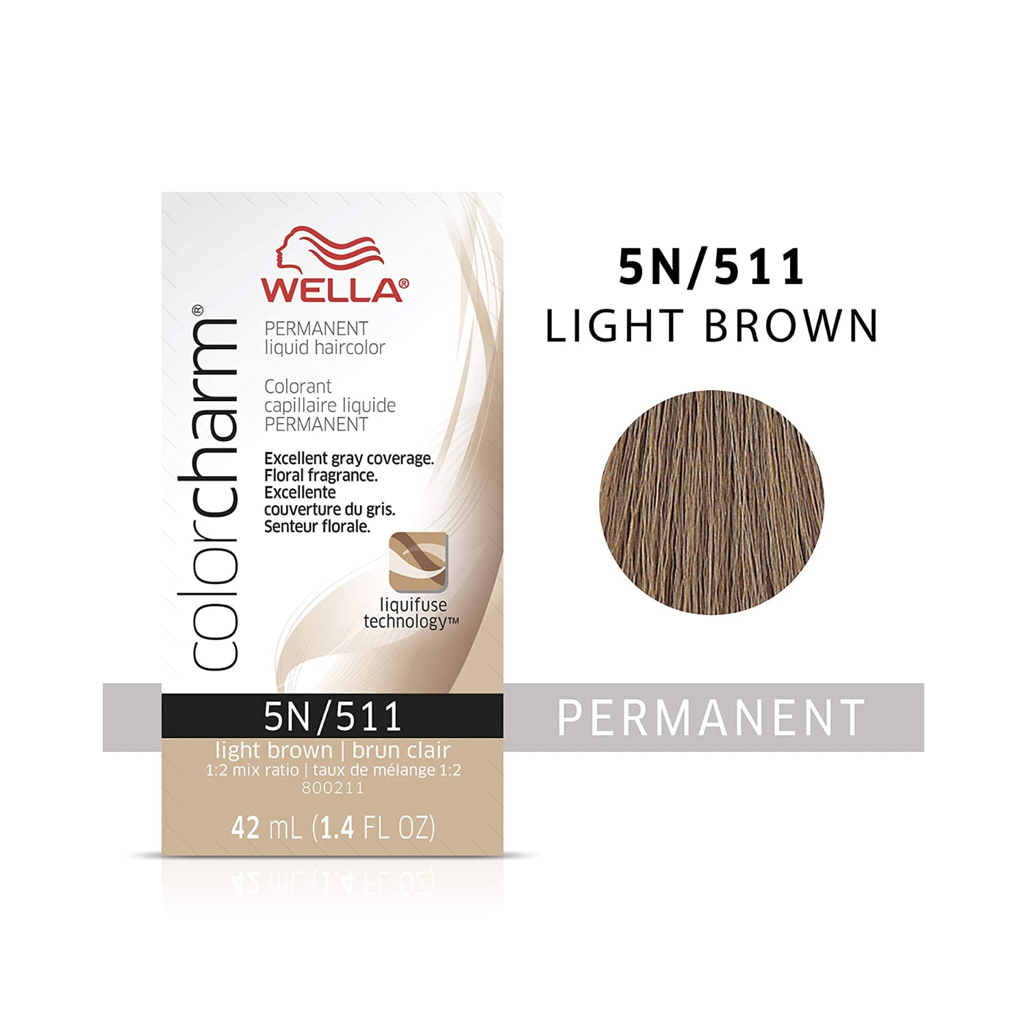 Wella ColorCharm Permanent Liquid Hair Color 5N/Light Brown, 42mL
