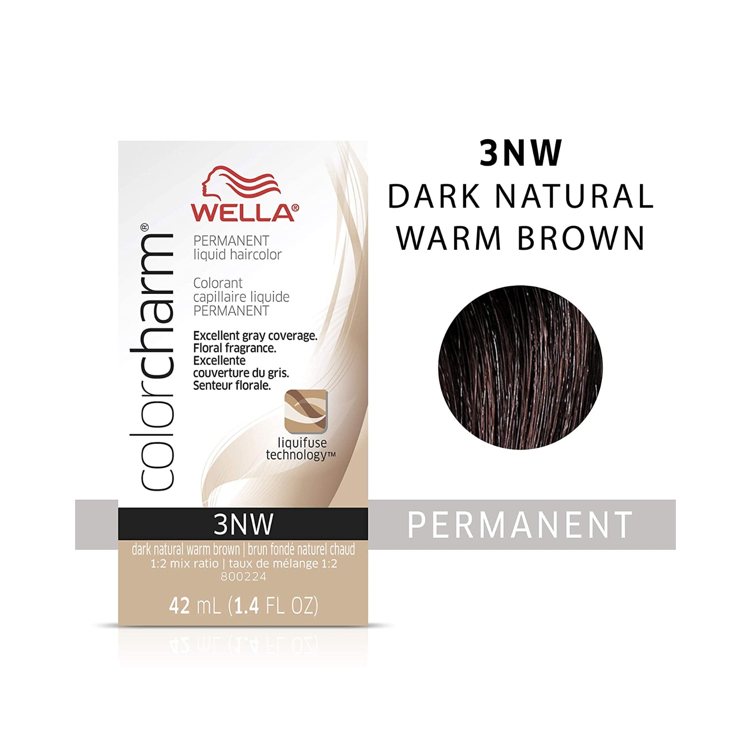 Wella ColorCharm Permanent Liquid Hair Color 3NW/Dark Natural Warm Brown, 42mL