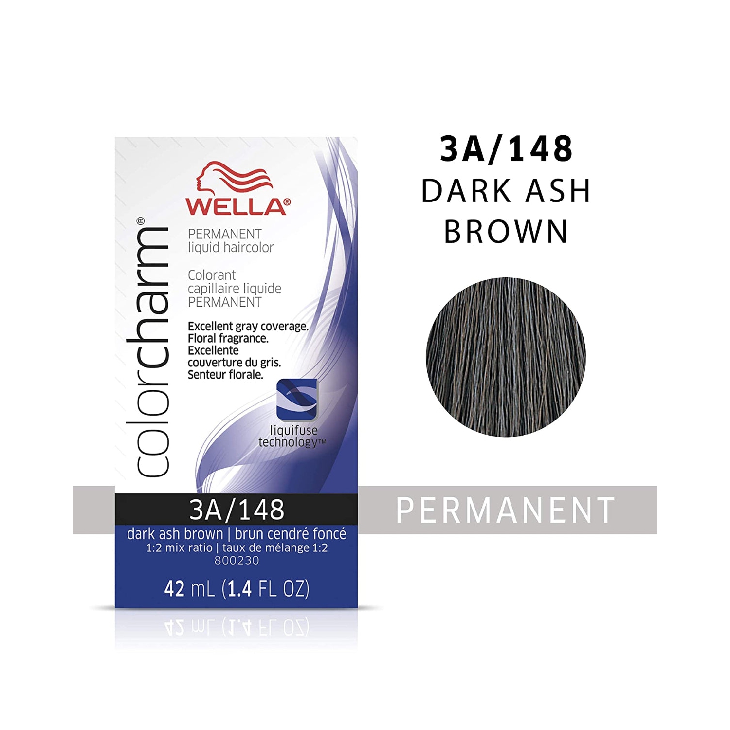 Wella ColorCharm Permanent Liquid Hair Color 3A/Dark Ash Brown, 42mL