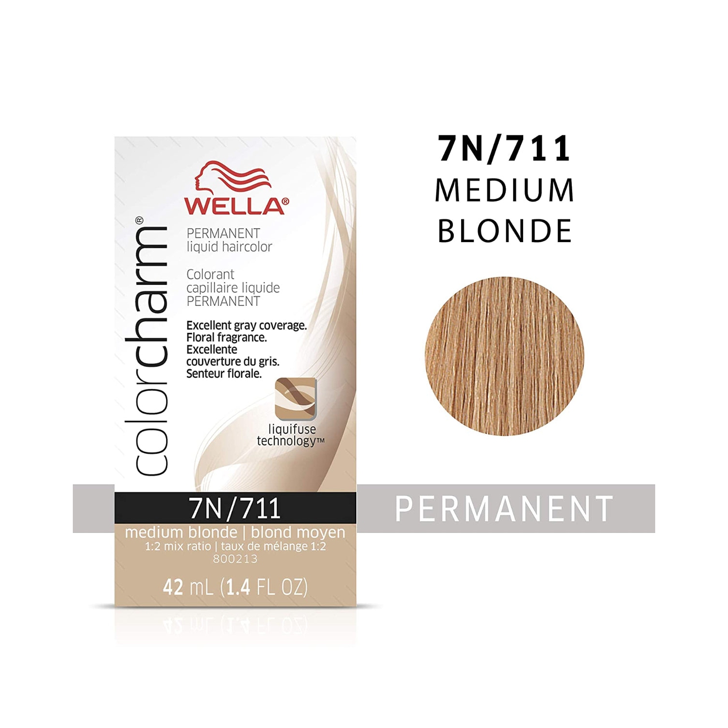 Wella ColorCharm Permanent Liquid Hair Color 7N/Medium Blonde, 42mL