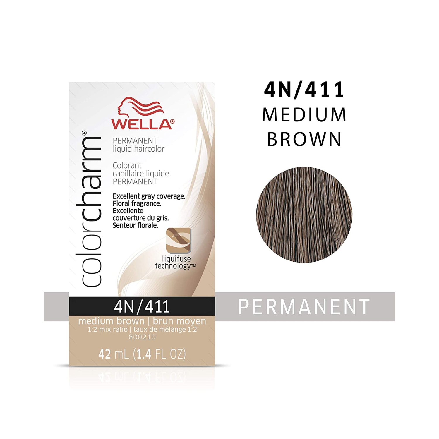 Wella ColorCharm Permanent Liquid Hair Color 4N/Medium Brown, 42mL