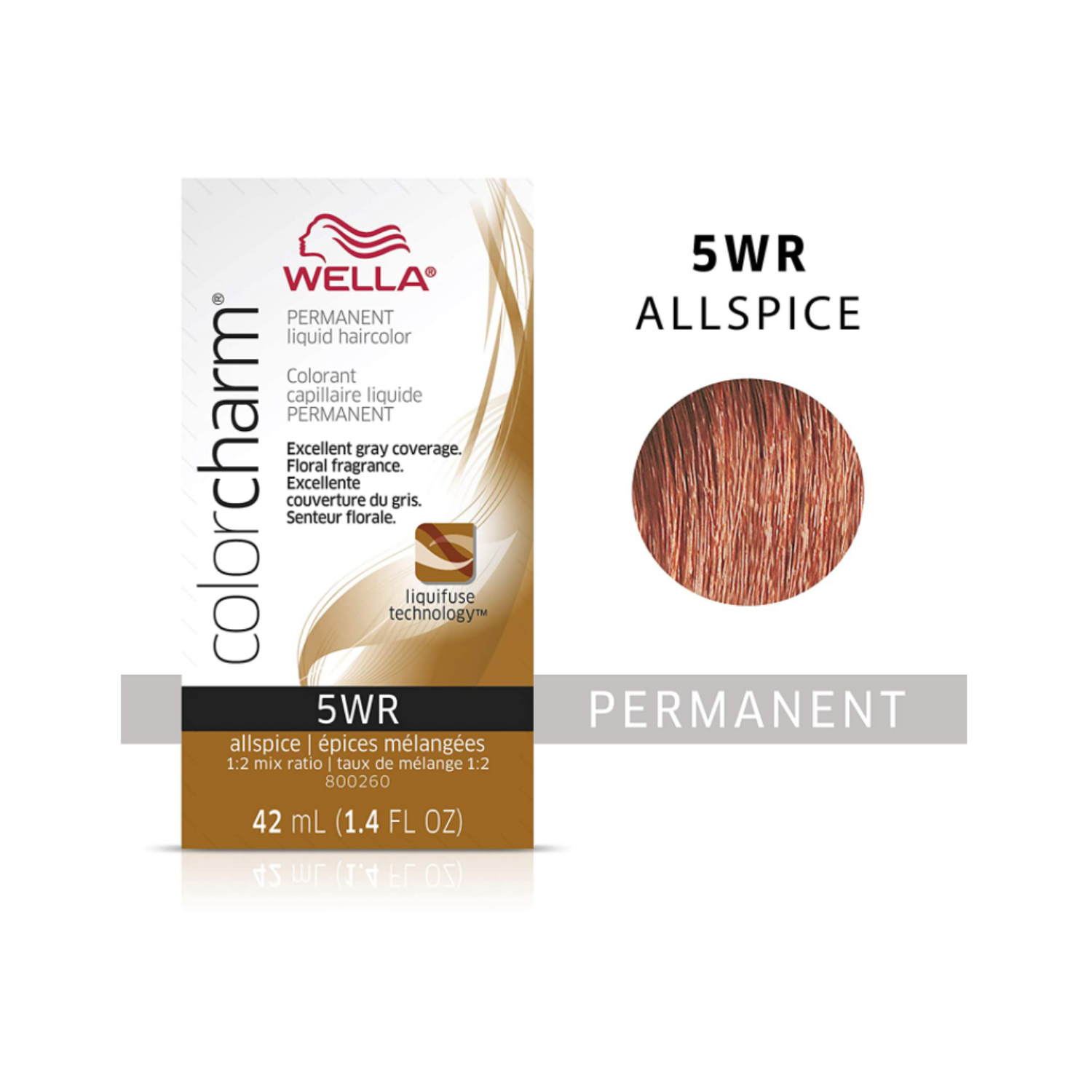 Wella ColorCharm Permanent Liquid Hair Color 5WR/Allspice, 42mL
