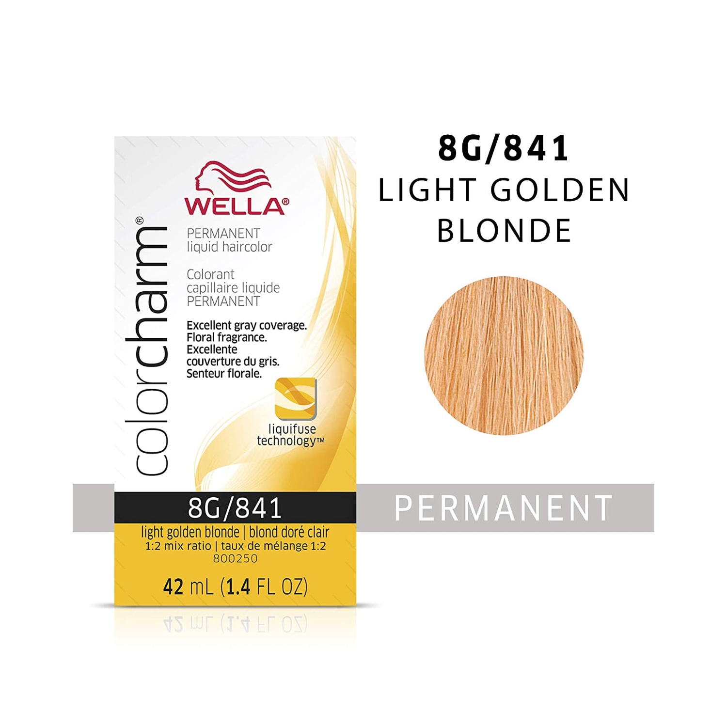 Wella ColorCharm Permanent Liquid Hair Color 8G/Light Golden Blonde, 42mL