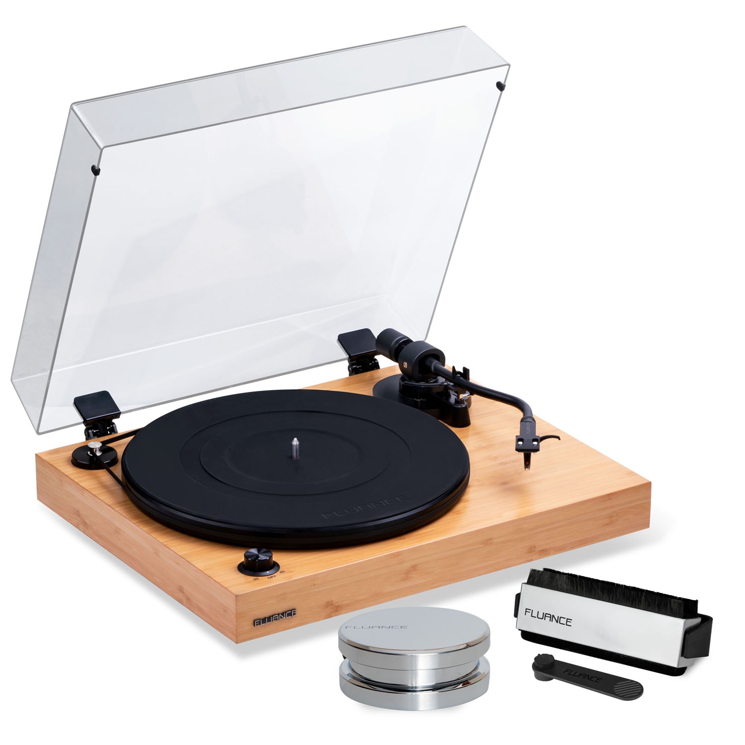 Fluance RT82 Reference Vinyl Turntable Record Player with Record Weight and Vinyl Cleaning Kit