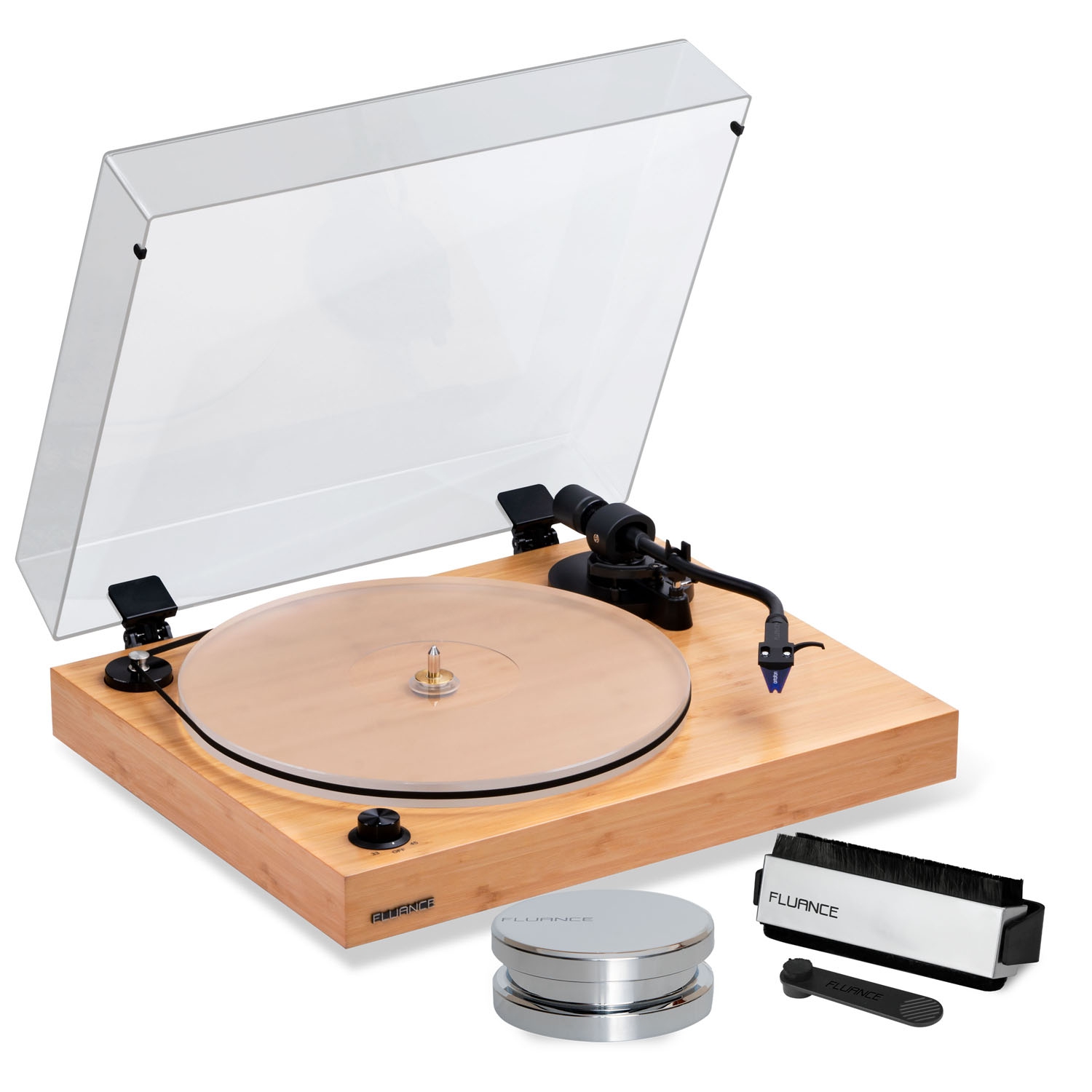 Tourne-disque en vinyle RT85 Reference de Fluance avec poids de disque et trousse de nettoyage pour vinyle
