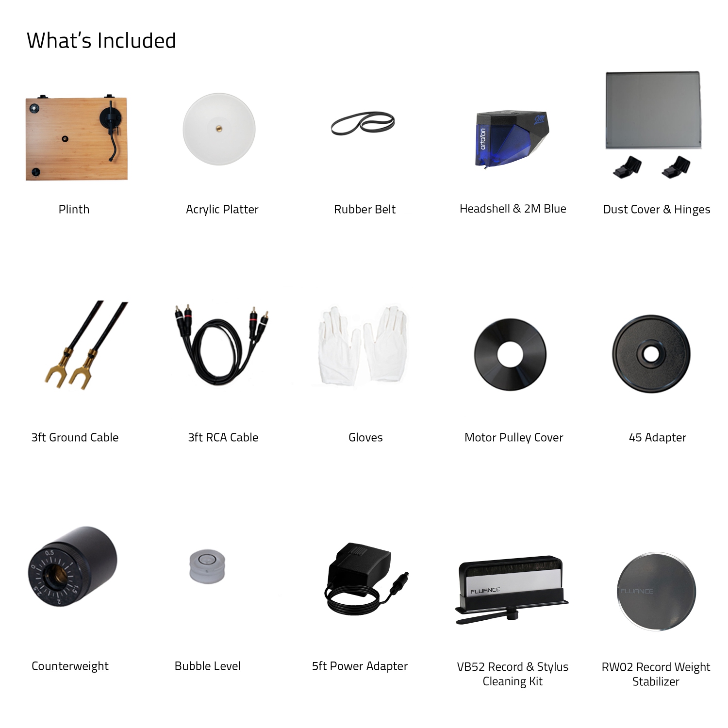 Tourne-disque en vinyle RT85 Reference de Fluance avec poids de disque et trousse de nettoyage pour vinyle