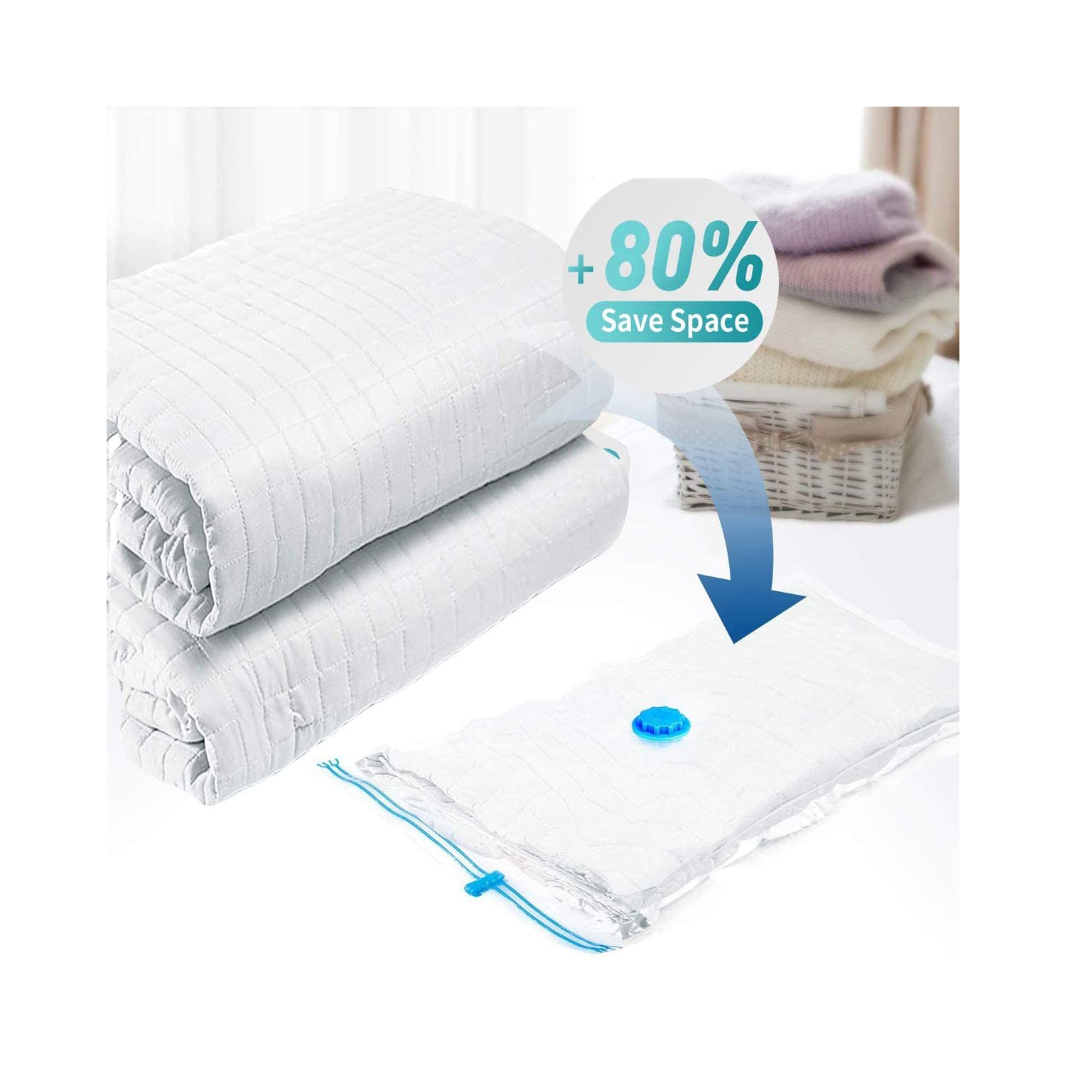 Sacs de rangement réutilisables de qualité supérieure ISTAR Économisez 80 % plus d’espace de rangement. Sacs étanches sous vide avec soupape à double