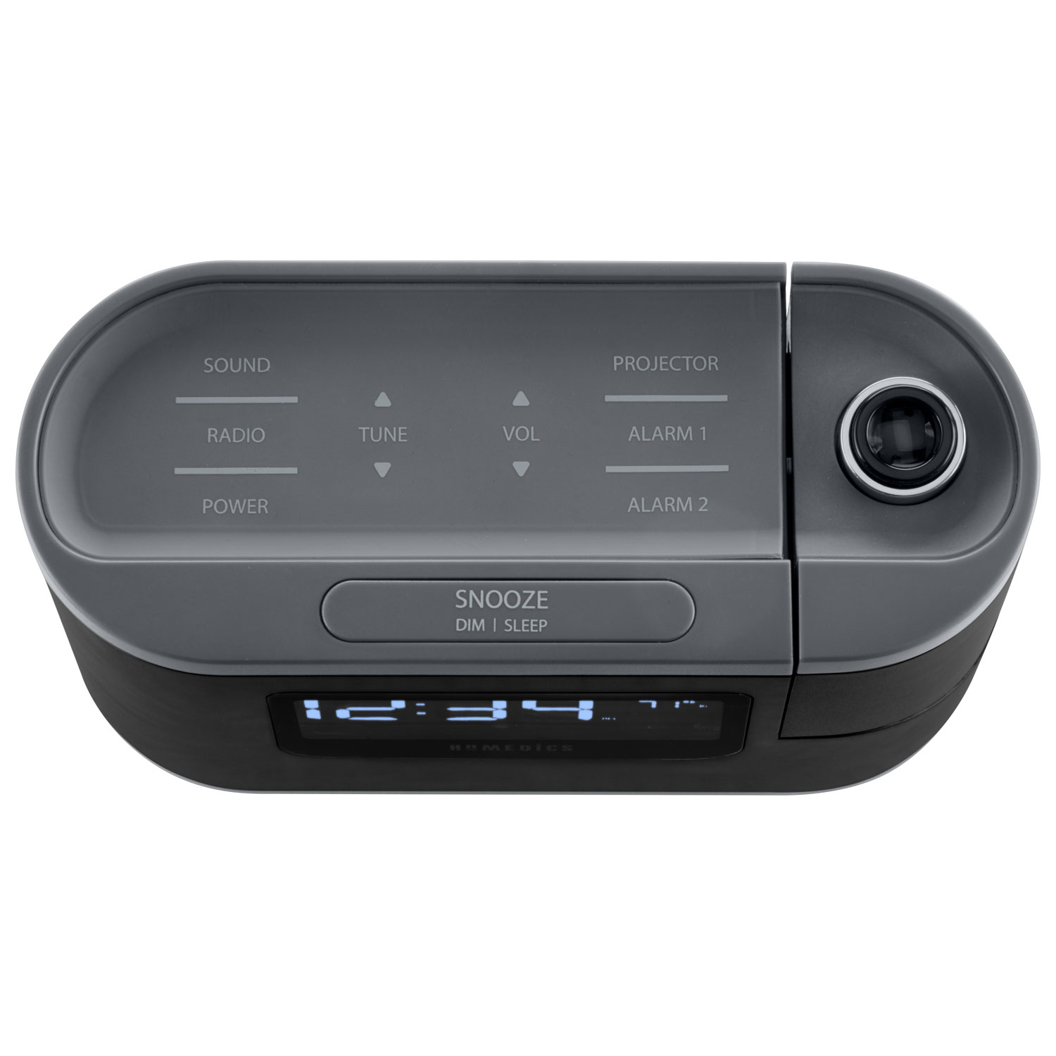 Réveille-matin à projection avec capteur de température SoundSpa Recharged de HoMedics