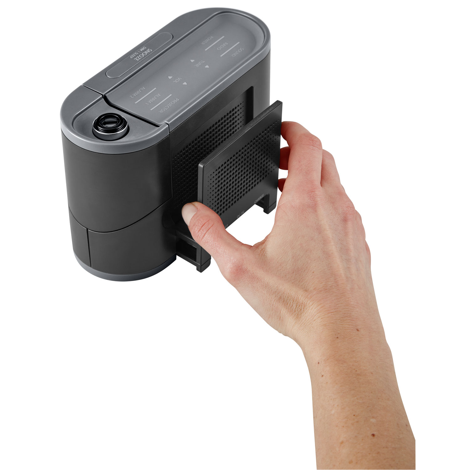 Réveille-matin à projection avec capteur de température SoundSpa Recharged de HoMedics