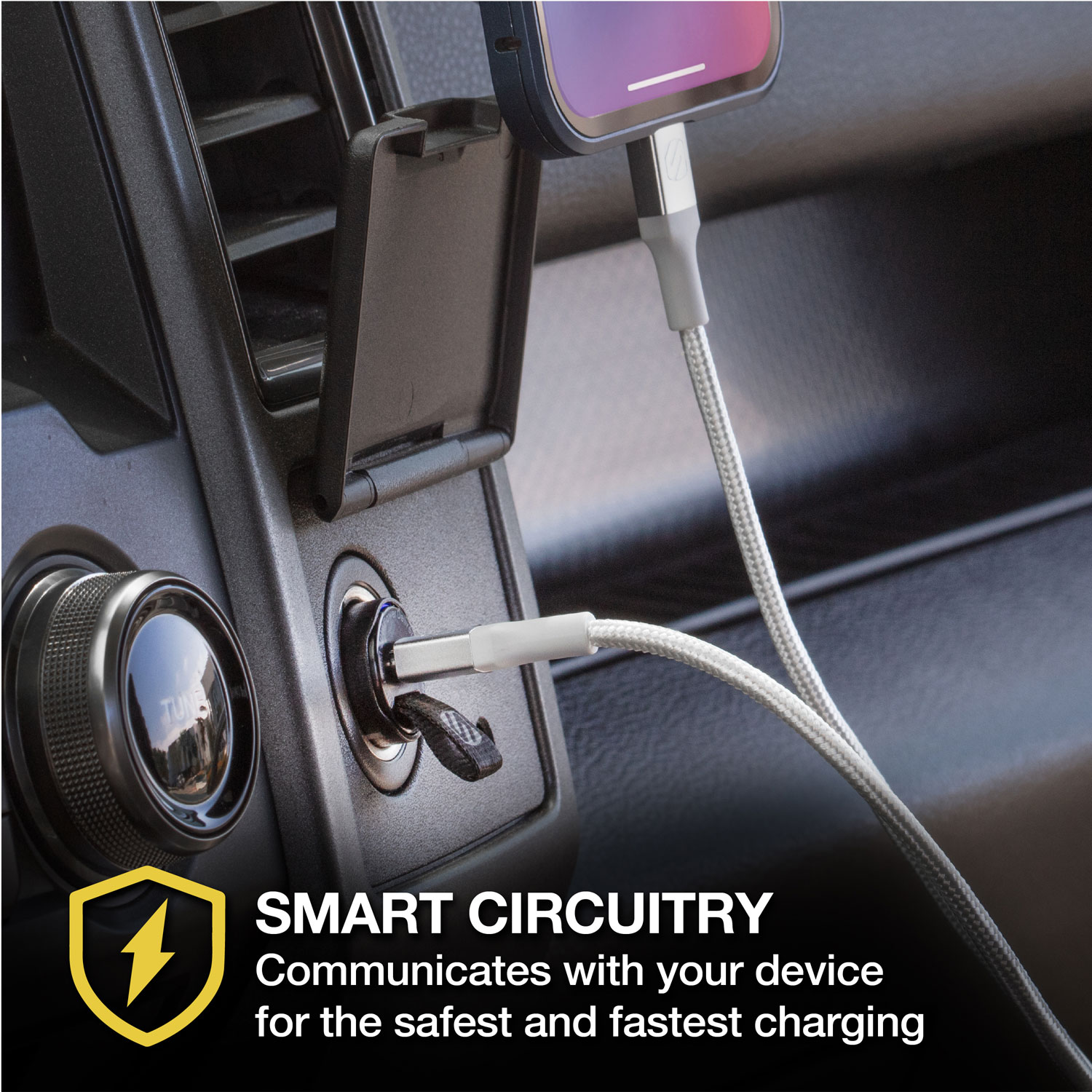 Mini chargeur pour l'auto PowerVolt 3.0 PowerVolt 30 W de Scosche - Noir