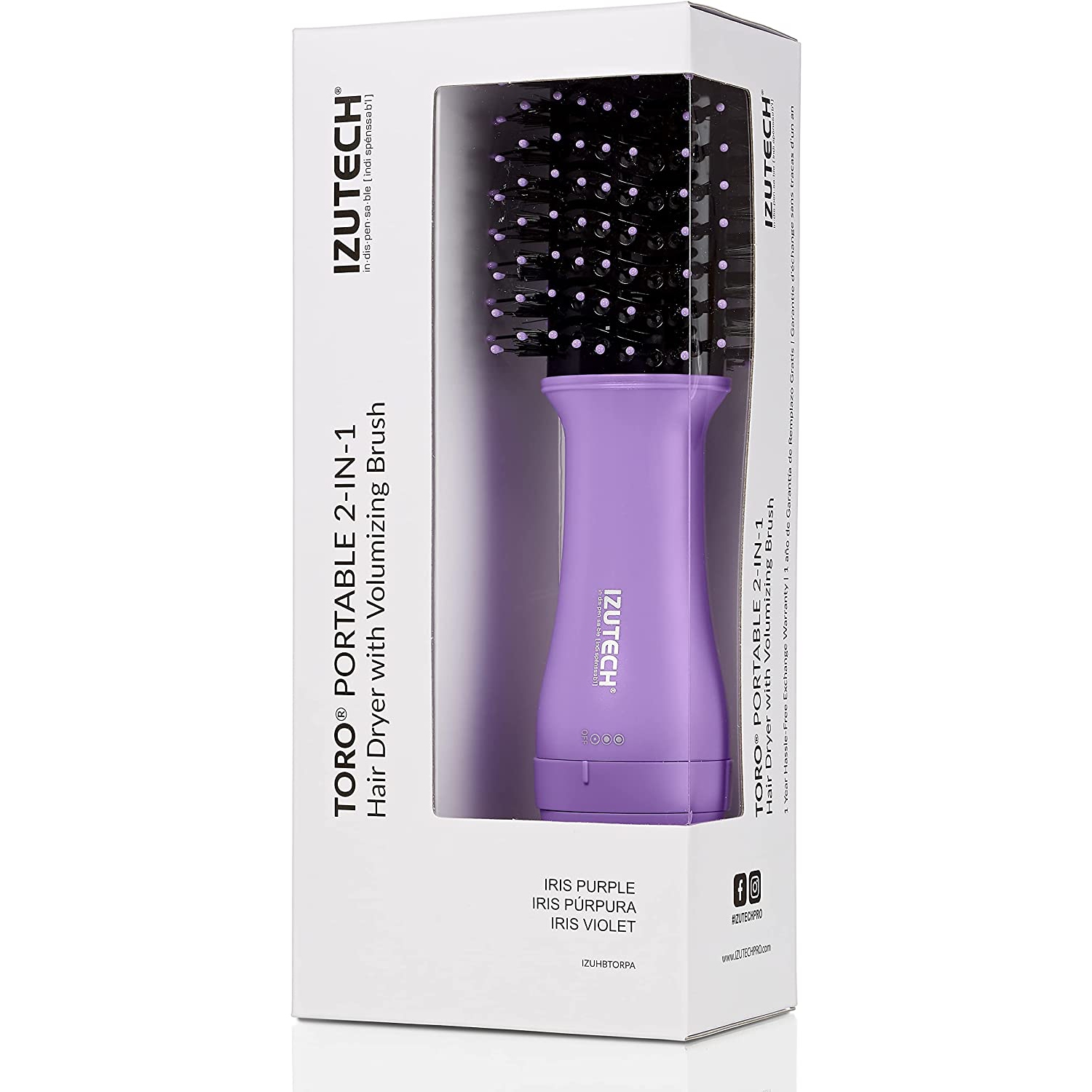 Izutech Mini Brosse Séchoir 2-en-1 Mauve