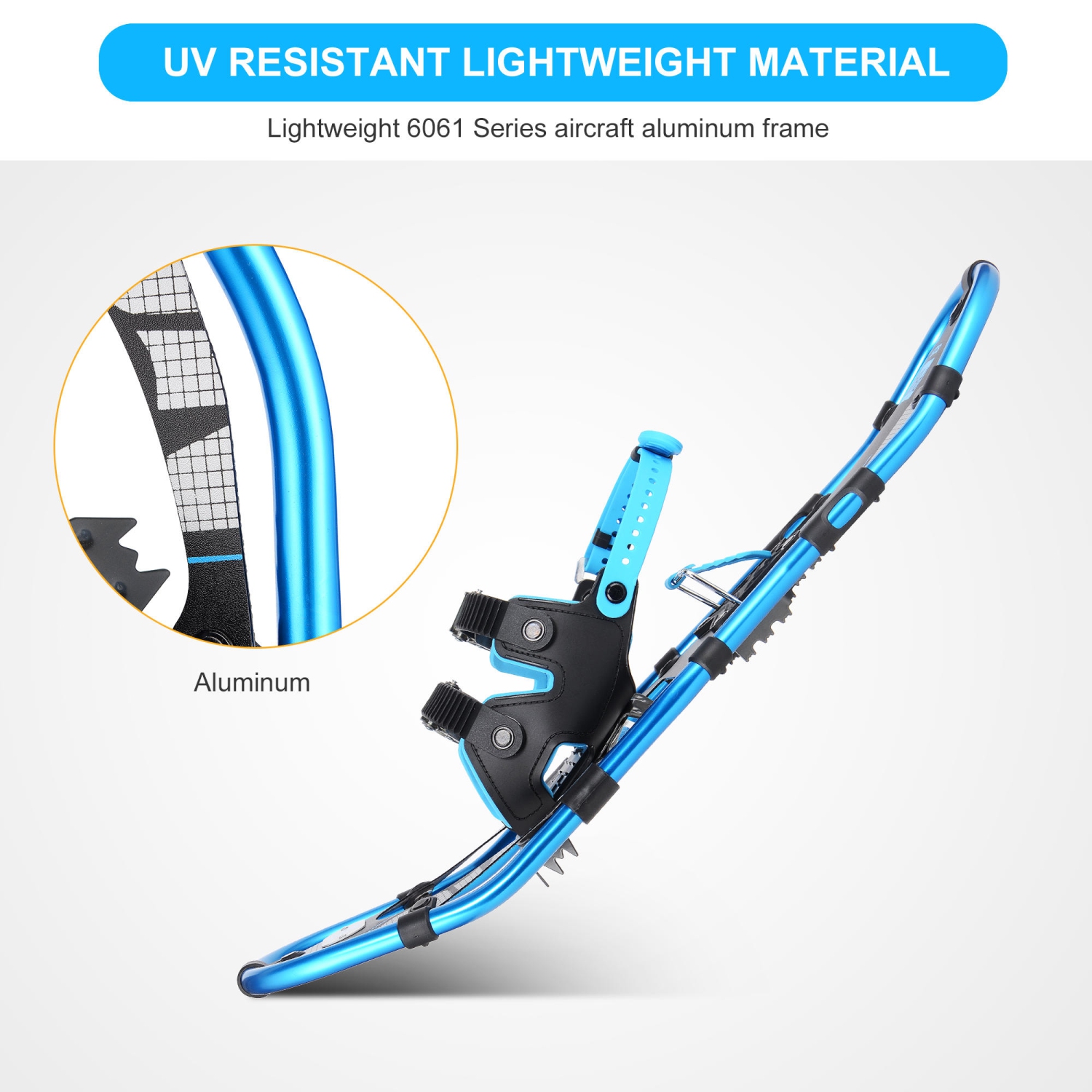 Raquettes tout-terrain en aluminium légères pour hommes PHAT, dames, attache entièrement réglable, traction à crampons et soulèvement de talon -