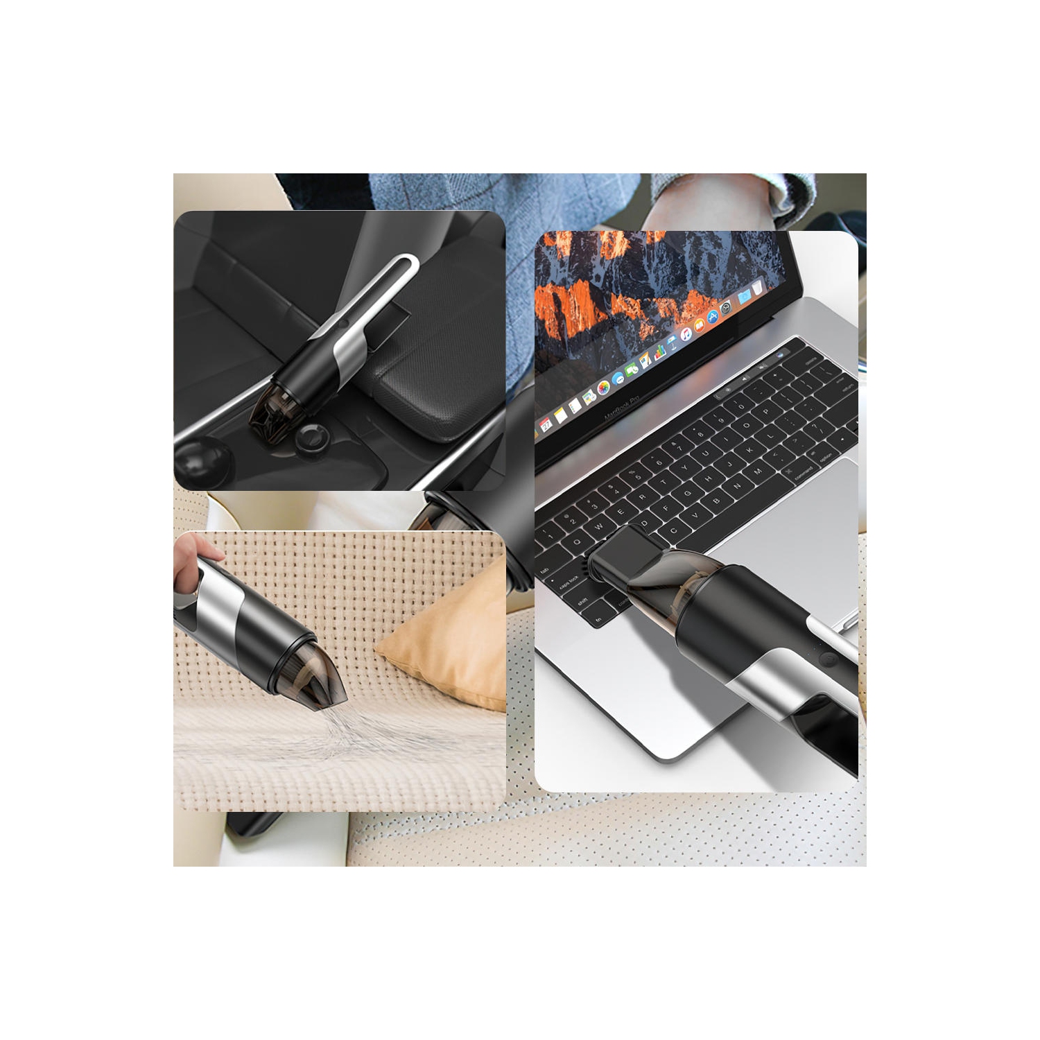 5.3k Pa Mini aspirateur de voiture portable 120 ml 80 w avec batterie rechargeable 4000 mAh - PrimeCables®