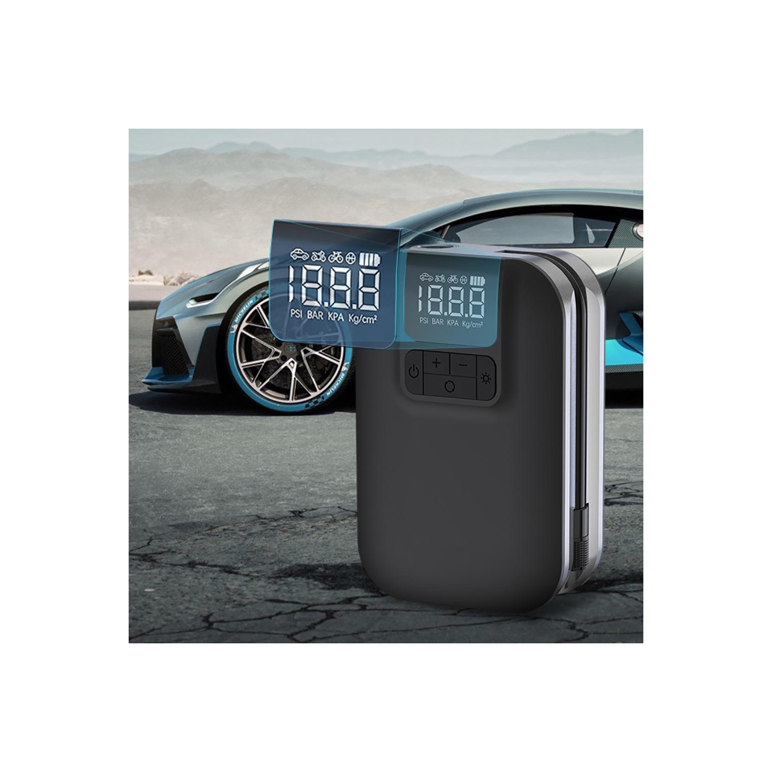 Affichage numérique et contrôle intelligent de la pompe à air électrique portable avec batterie rechargeable de 5 000 mAh, en 4 unités