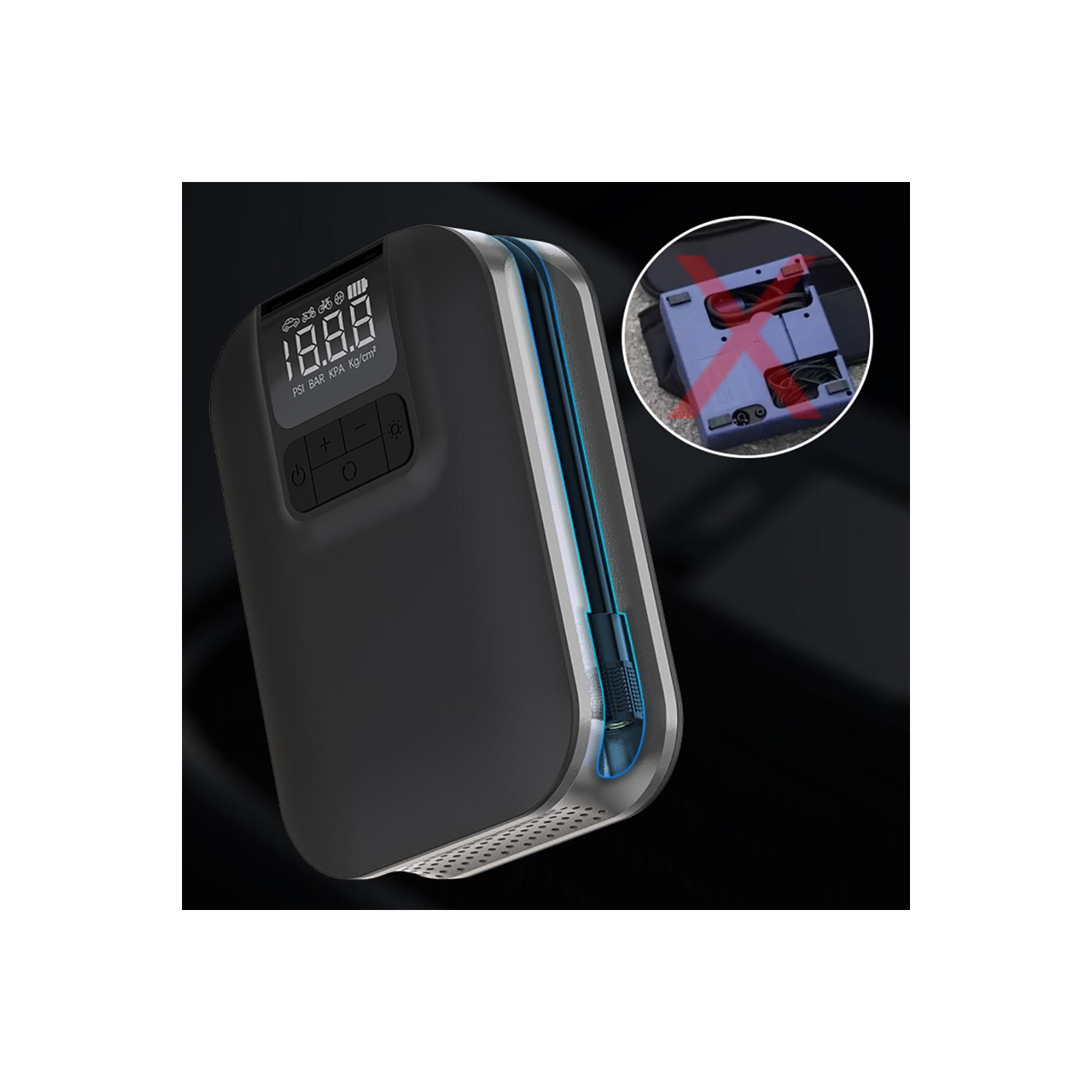 Affichage numérique et contrôle intelligent de la pompe à air électrique portable avec batterie rechargeable de 5 000 mAh, en 4 unités