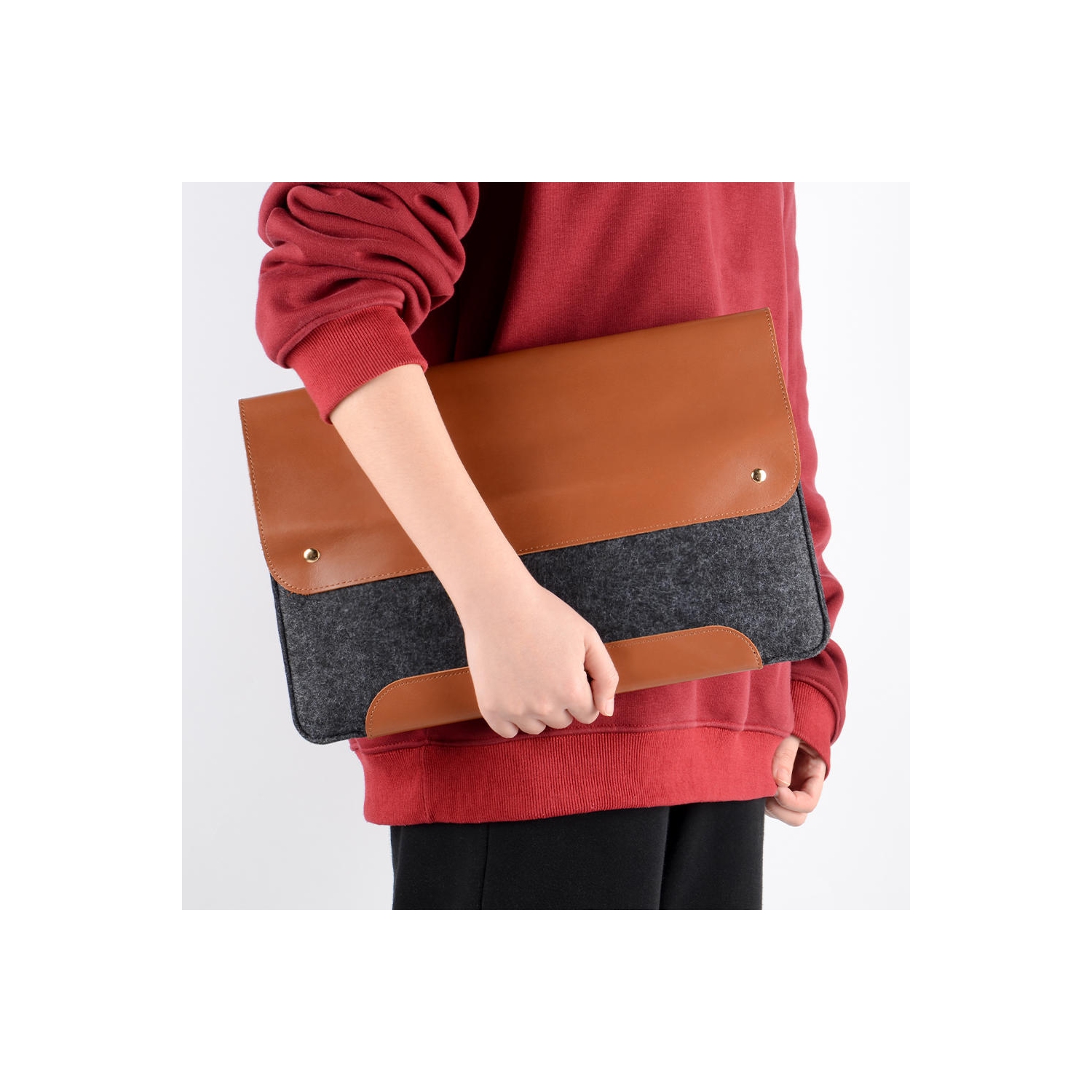 13.3 & 14 inch laptop MacBook 14.56X10.04 inch Genuine Leather and Fleece Laptop Computer Bag Sleeve Slim and Easy to Take