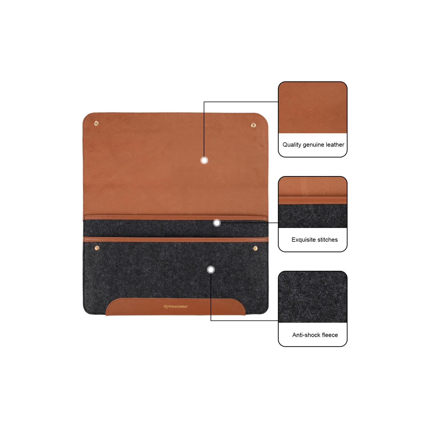 13.3 & 14 inch laptop MacBook 14.56X10.04 inch Genuine Leather and Fleece Laptop Computer Bag Sleeve Slim and Easy to Take