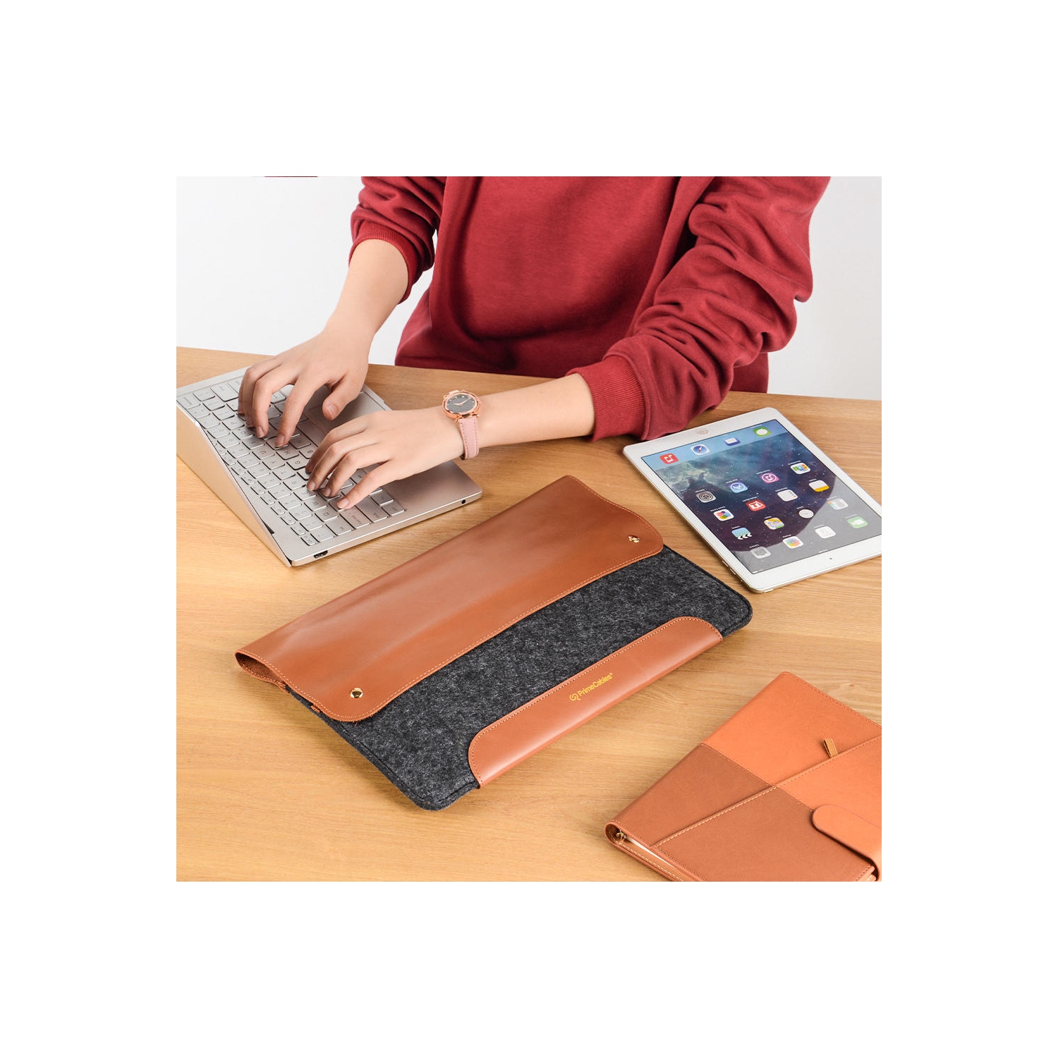 13.3 & 14 inch laptop MacBook 14.56X10.04 inch Genuine Leather and Fleece Laptop Computer Bag Sleeve Slim and Easy to Take