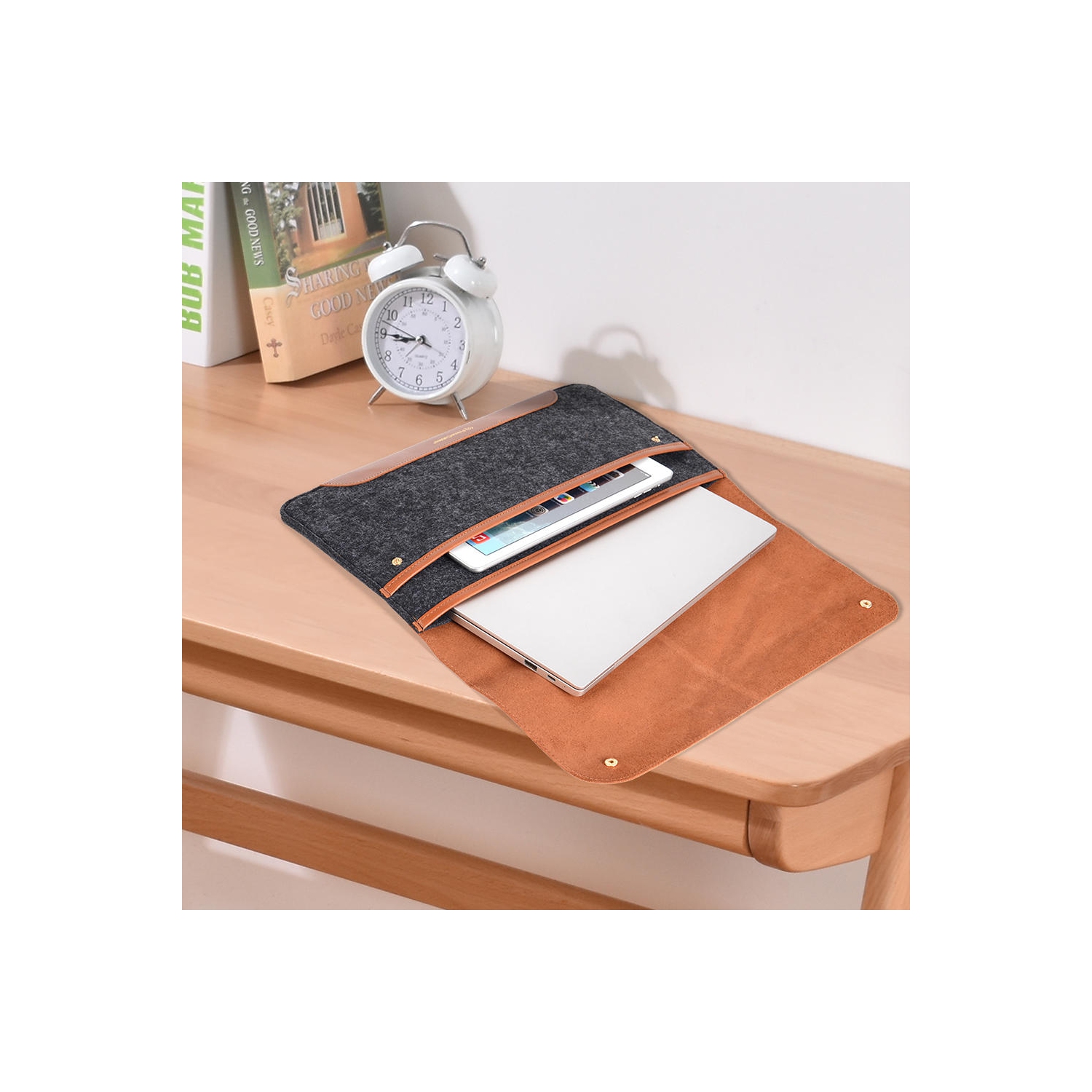 13.3 & 14 inch laptop MacBook 14.56X10.04 inch Genuine Leather and Fleece Laptop Computer Bag Sleeve Slim and Easy to Take