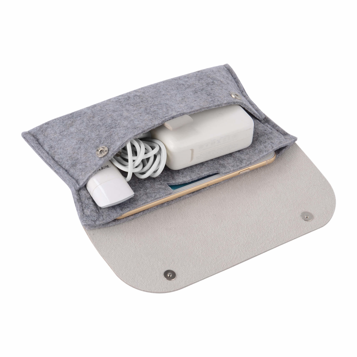 Feutre de laine Cuir PU Accessoires électroniques Pochette organisateur Sac de rangement pour câbles, écouteurs, chargeurs, souris - PrimeCables®