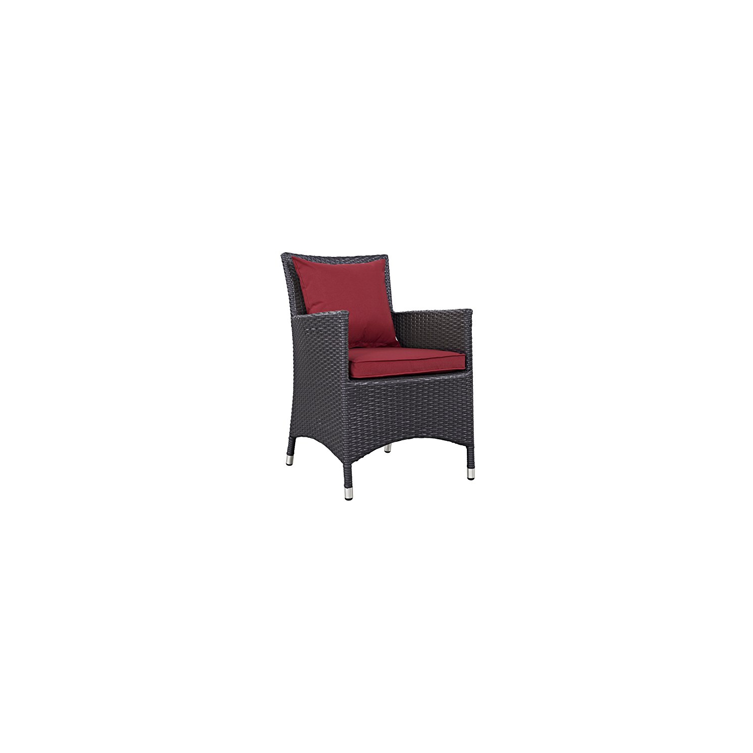 Modway EEI-2188-EXP-RED-SET 2 Piece Set Convene Wicker Rattan Outdoor Patio Dining Armchairs, Two, Red