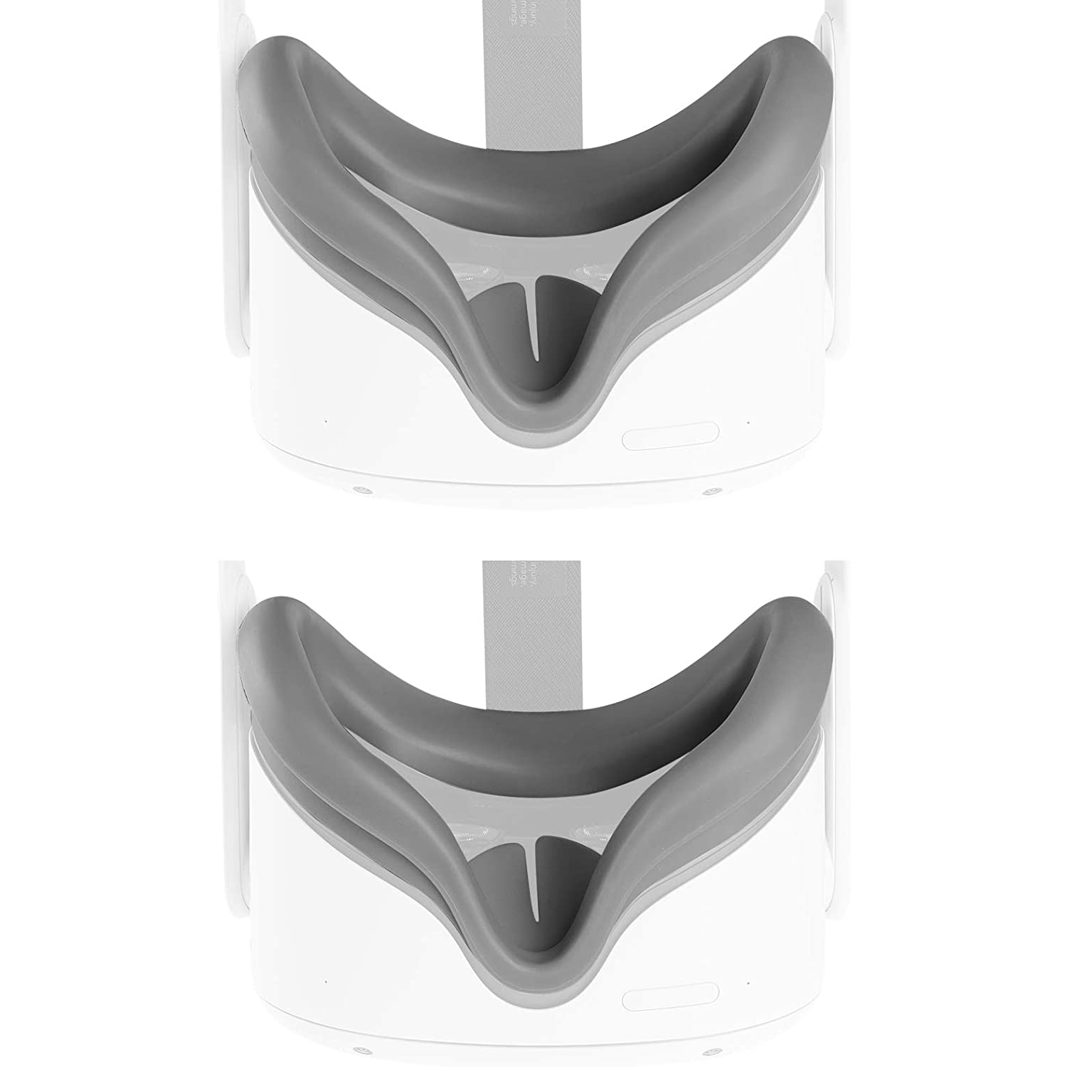 The Bigly Brothers Set of 2 Face Cover works with Oculus Quest 2, Sweat-Proof and Lightproof Silicone VR Cover, Non-Slip and Washable Accessories - Gray