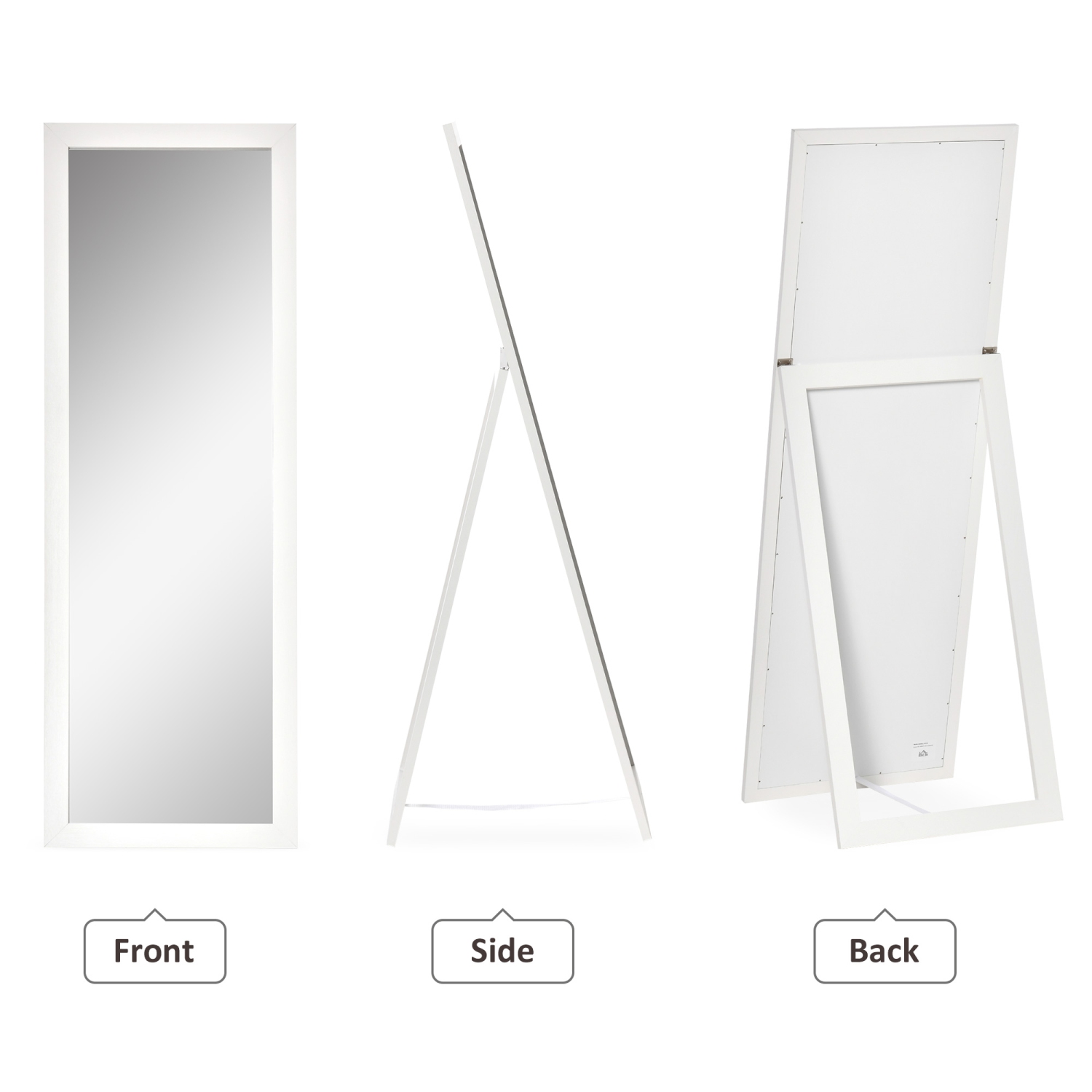 HOMCOM – Miroir pleine longueur de 58 x 20&nbsp;po avec cadre, miroir de plancher, miroir rectangulaire complet pour chambre à coucher, salon, blanc