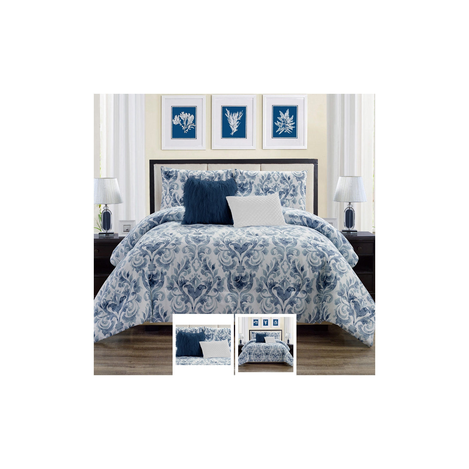 Bebelelo Como 5PC Queen Comforter Set with Pillow Sham & Cushions