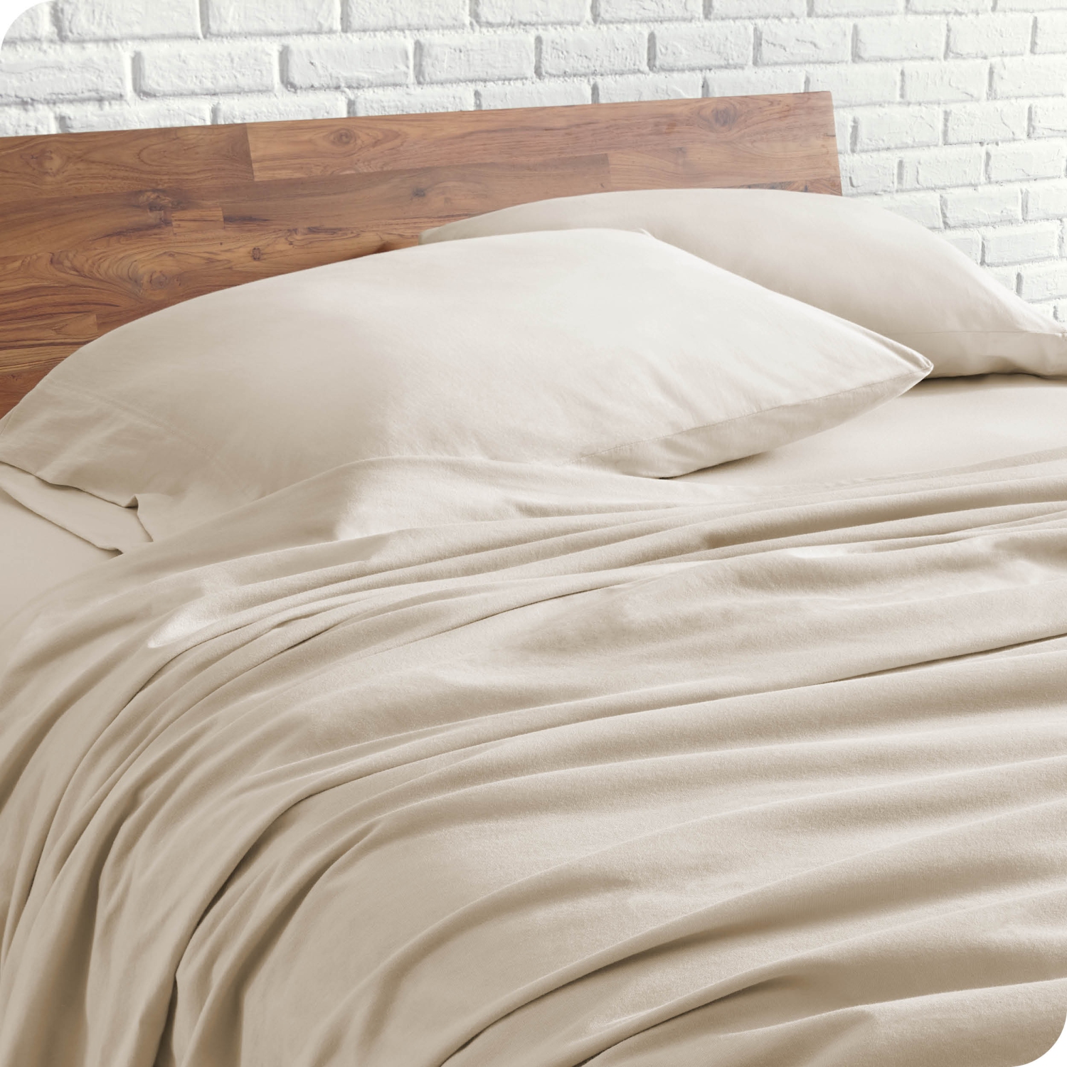 Ensemble de draps en coton jersey 100 % biologique Bare Home - Pochette profonde - léger et respirant - draps et taies d’oreiller