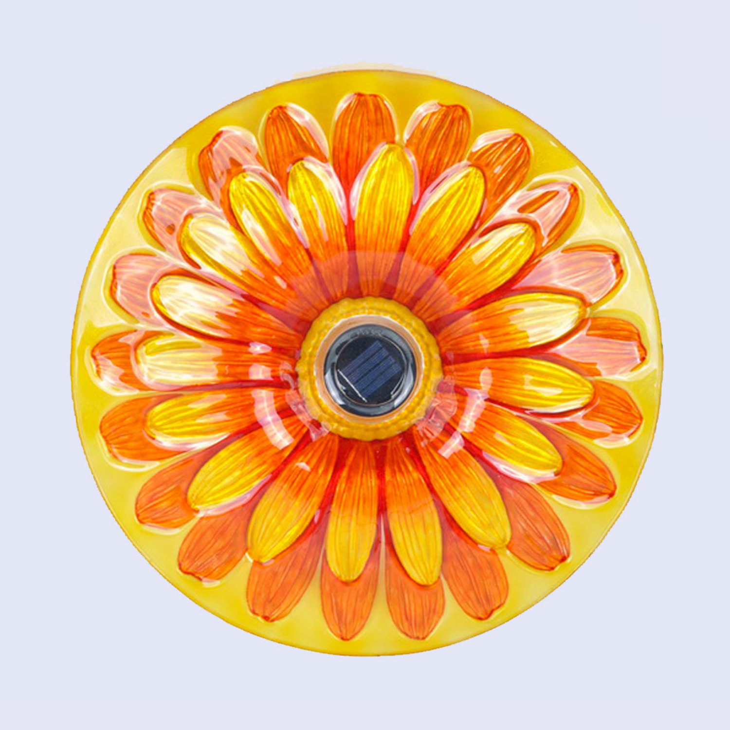 Hi-Line Gift Ltd Solar Floral Glass Bird Bath with Stand