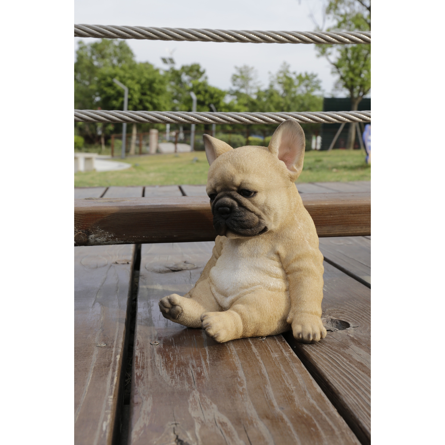 Hi-Line Gift Ltd Sleepy French Bulldog Puppy Garden Statue Sitting