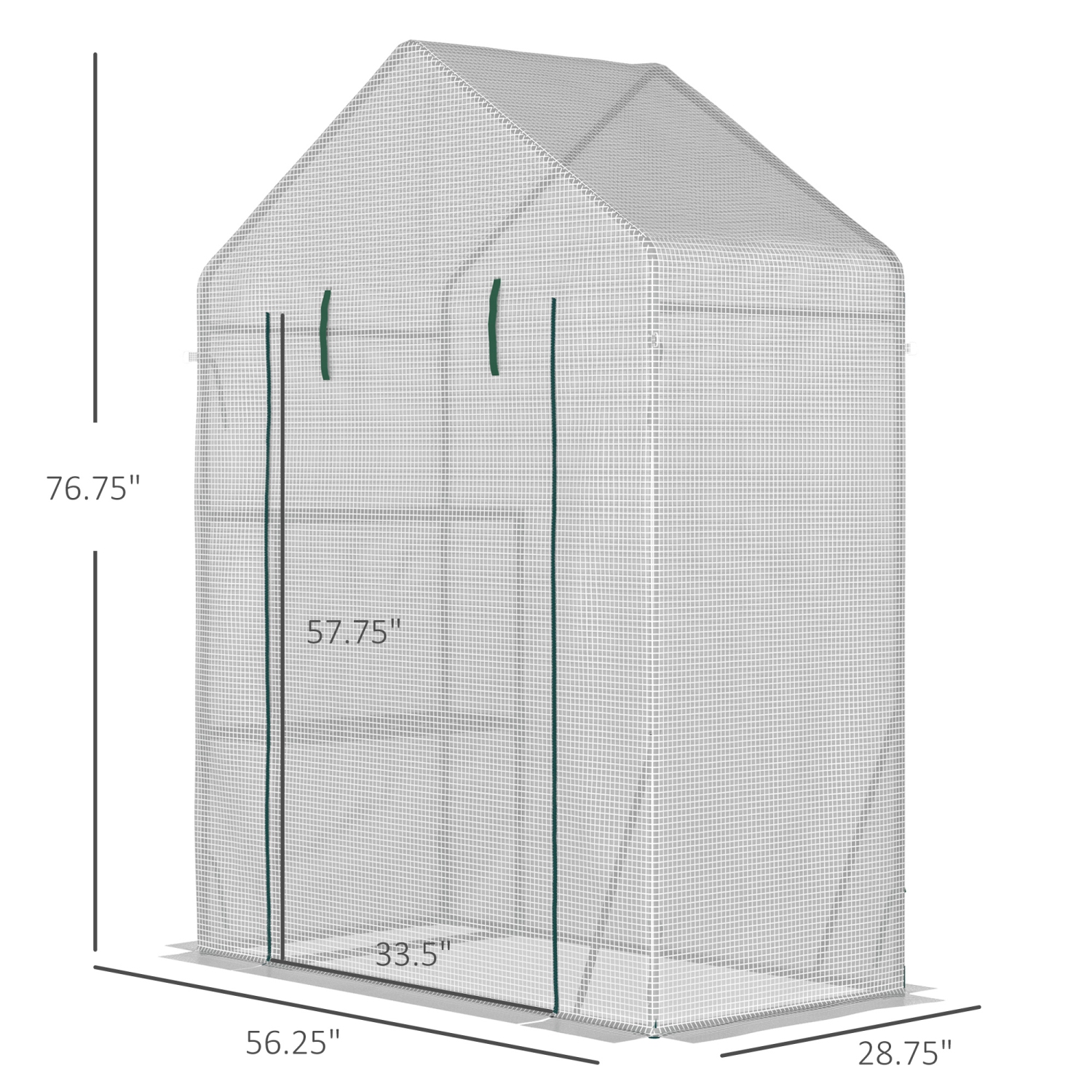 Jardinière extérieure Outsunny, 56 x 29 po, maison chaude de jardin portative avec tablette à 2 niveaux, porte enroulable à fermeture à