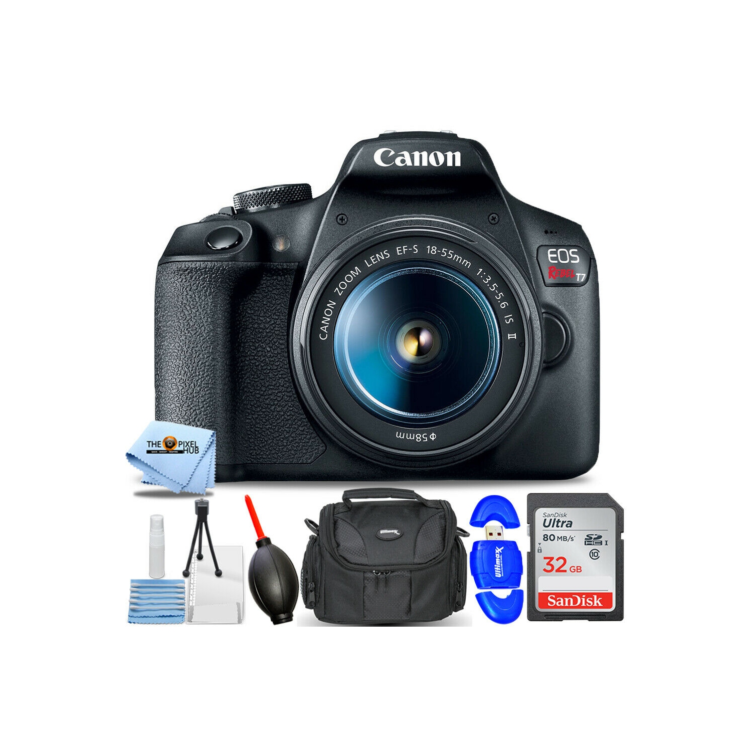 Canon EOS Rebel T7 DSLR Camera with EF-S 18-55mm Lens - Essential 32GB Bundle