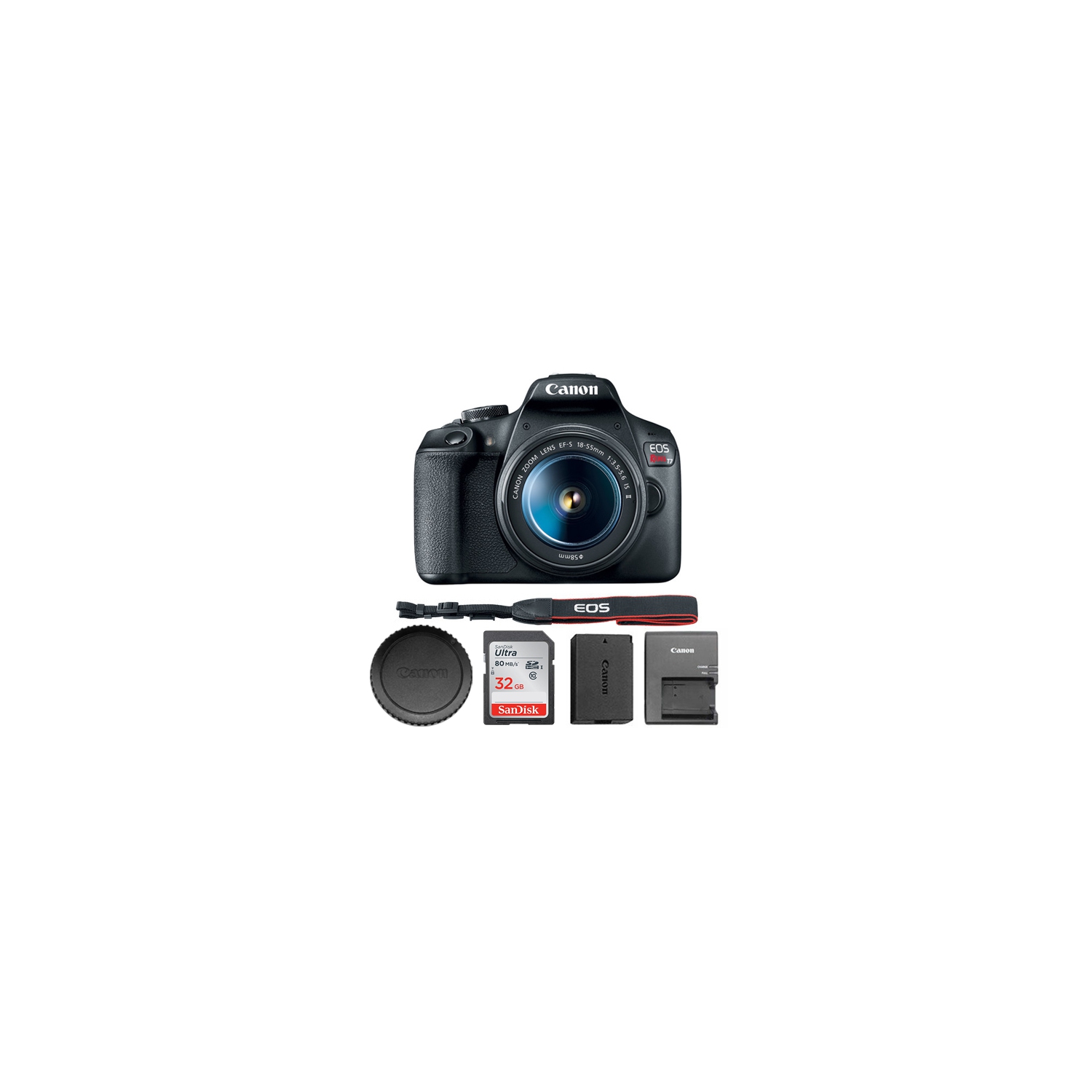 Canon EOS Rebel T7 DSLR with 18-55mm IS II 2727C002 + SanDisk Ultra 32GB SD