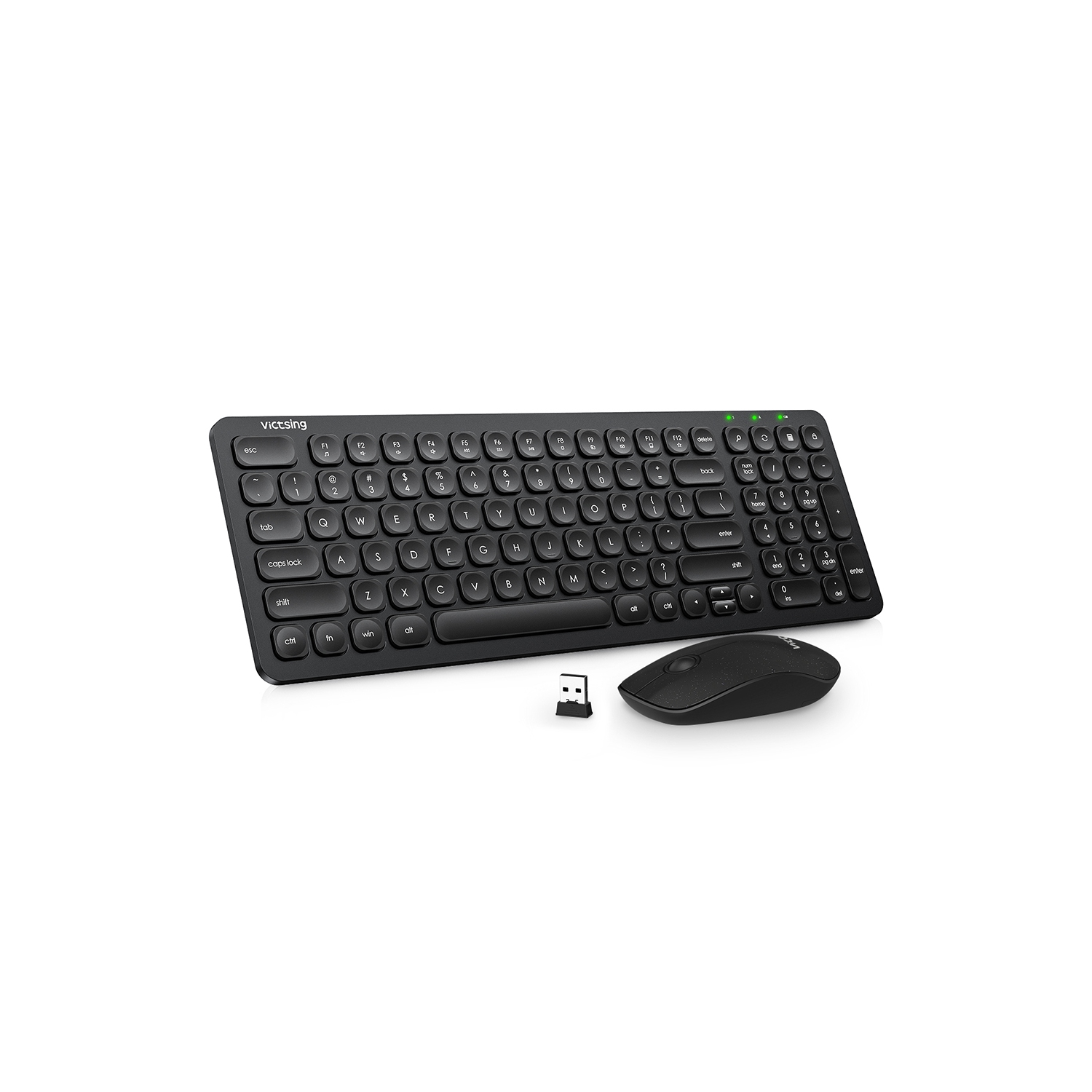 VicTsing 2.4G Wireless Compact Ultra Slim Keyboard and Mouse Combo Set, Noise Reduction, 4 Separate Multimedia Keys