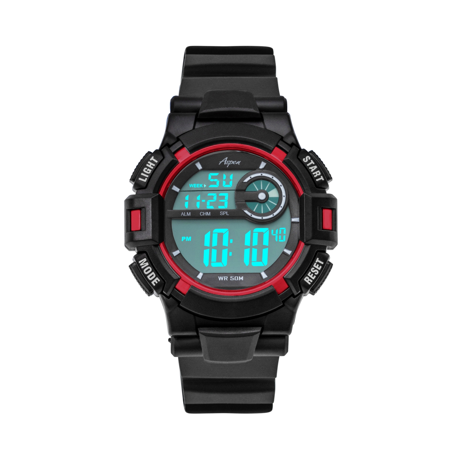 Mens Digital Sports Watch, 46mm Large Face Digital Chronograph, Resin Strap, Military Time 12H/24H, Light Up, Alarm, Stopwatch, Water Resistant