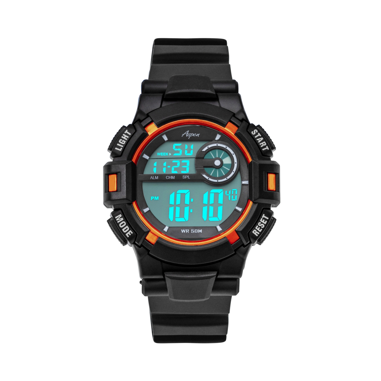 Mens Digital Sports Watch, 46mm Large Face Digital Chronograph, Resin Strap, Military Time 12H/24H, Light Up, Alarm, Stopwatch, Water Resistant