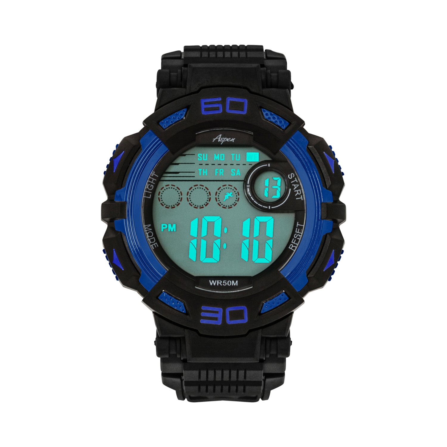 Mens Digital Sports Watch, 45mm Large Face Digital Chronograph, Resin Strap, Military Time 12H/24H, Light Up, Alarm, Stopwatch, Water Resistant