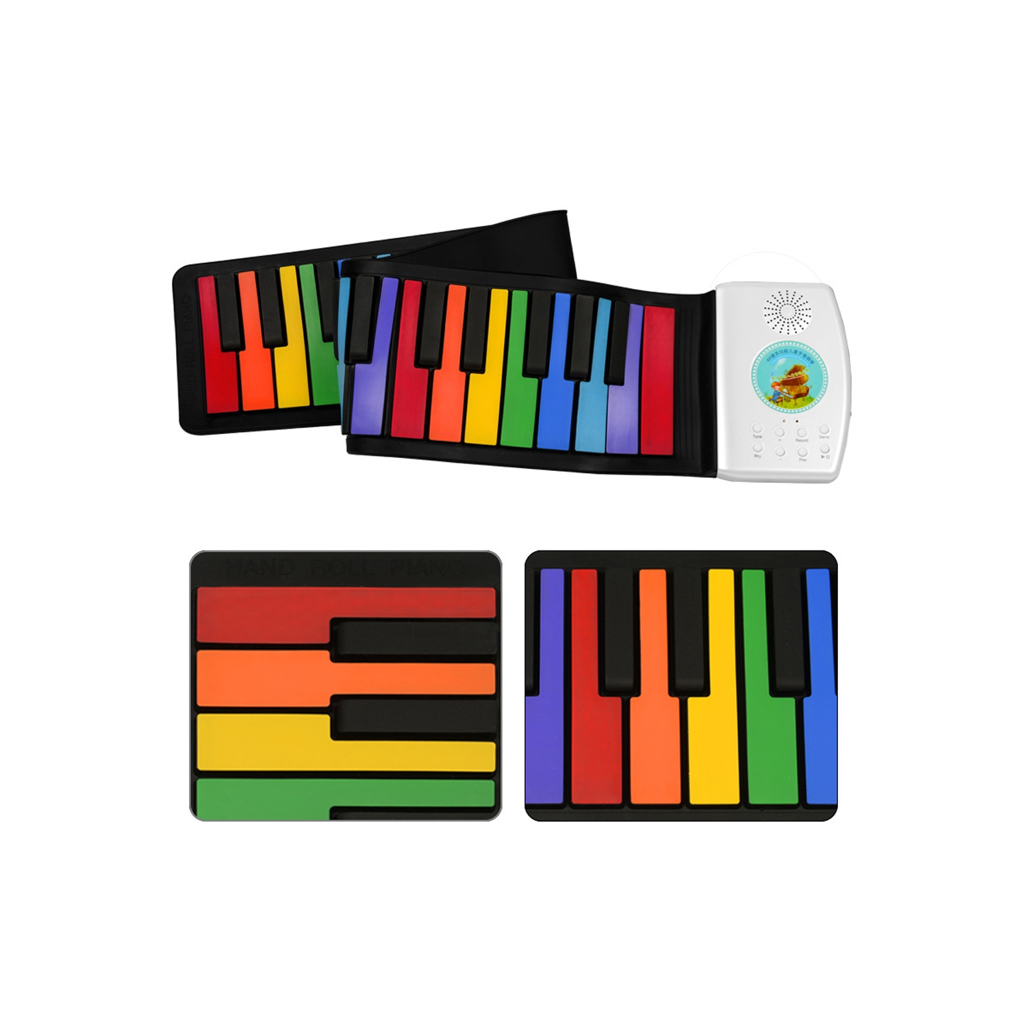 Keyboard Piano Rainbow Piano Keyboard Roll Up Piano 49 Keys Flexible Colourful Foldable Silicone Toddler - axGear