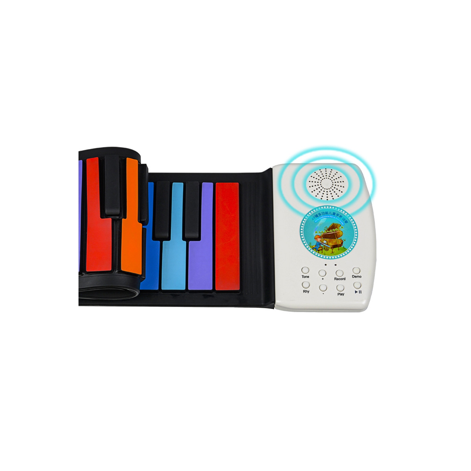 Keyboard Piano Rainbow Piano Keyboard Roll Up Piano 49 Keys Flexible Colourful Foldable Silicone Toddler - axGear