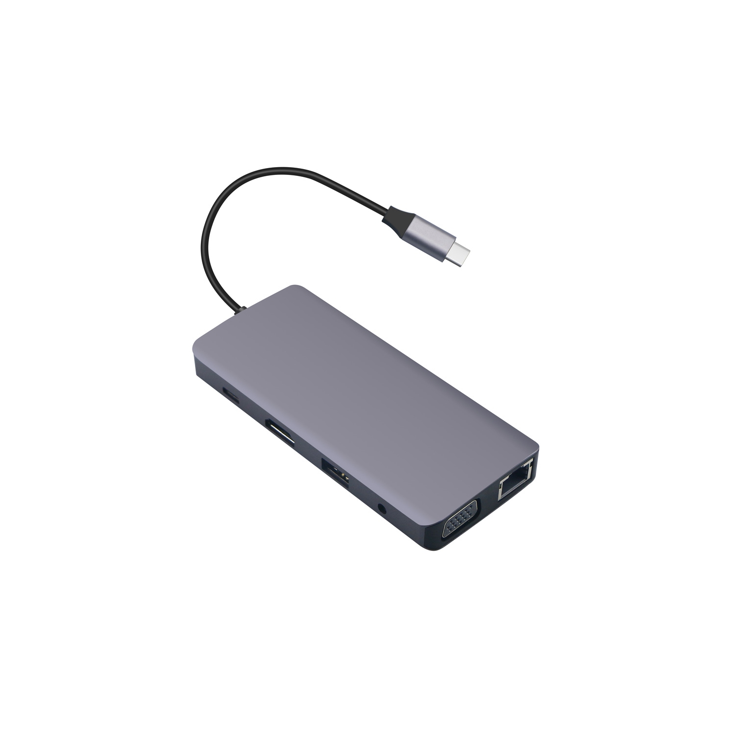 USB C Hub 8-in-1 VGA Gigabite RJ45 SD/TF USB HUB AUDIO HDMI PD Multiport - axGear