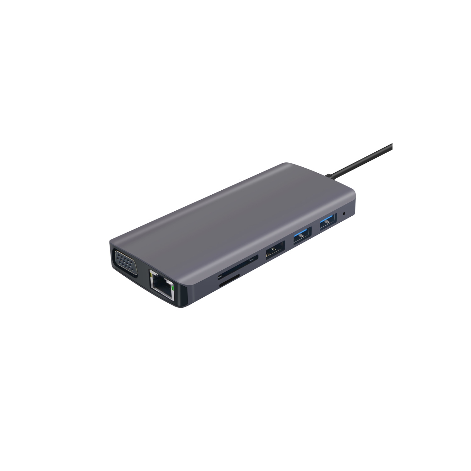 USB C Hub 8-in-1 VGA Gigabite RJ45 SD/TF USB HUB AUDIO HDMI PD Multiport - axGear